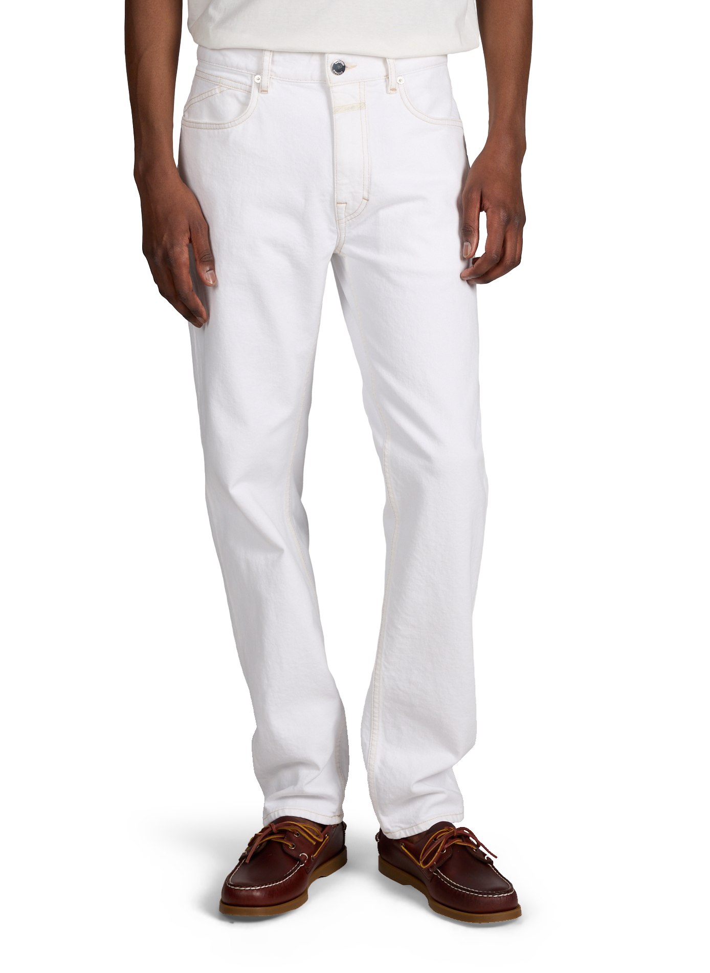 Jean droit en coton mélangé CLOSED Blanc