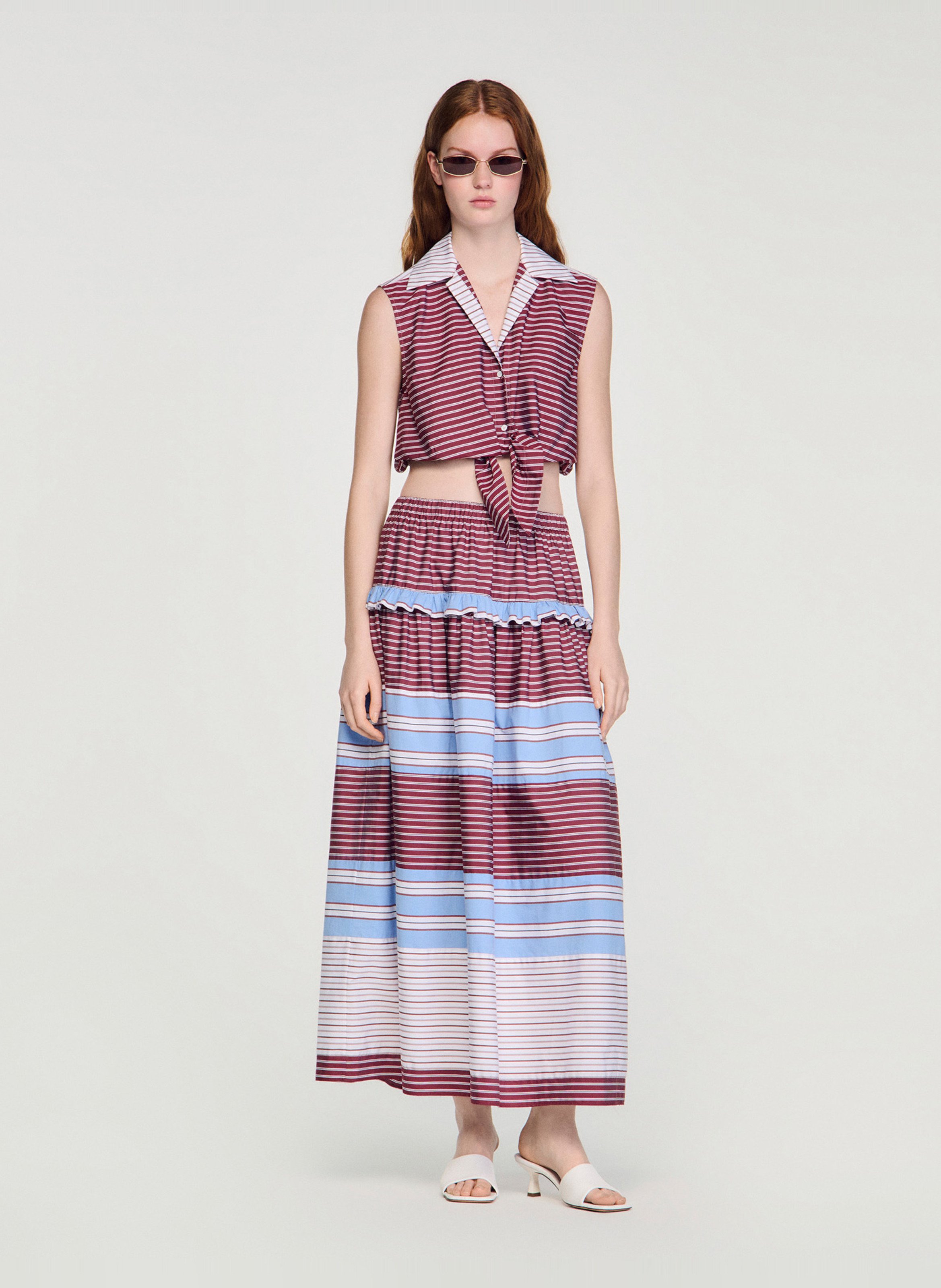 Chemise col classique en coton SANDRO Rouge