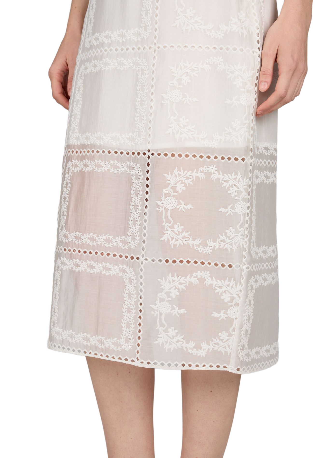 Gonna midi ricamata BERENICE Beige