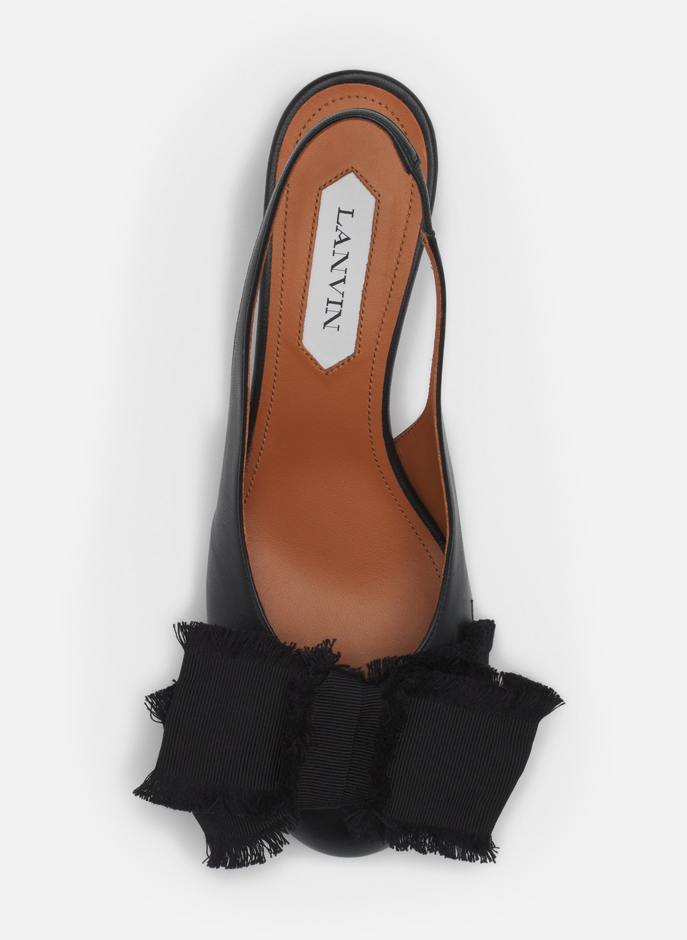 Slingback à talons ballerine en cuir LANVIN Noir