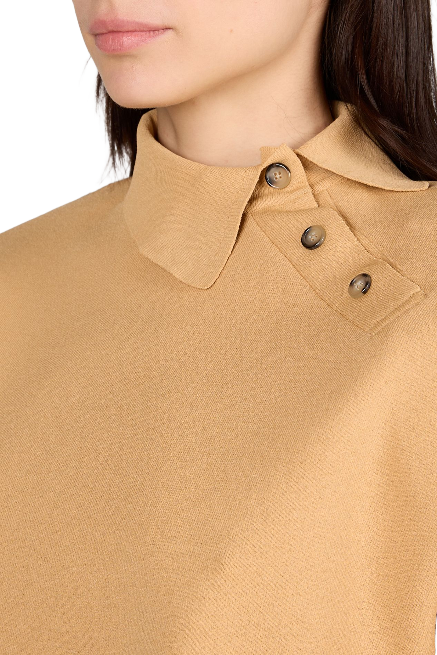 Top de manga corta con cuello drapeado en viscosa. A.W.A.K.E. MODE Beige