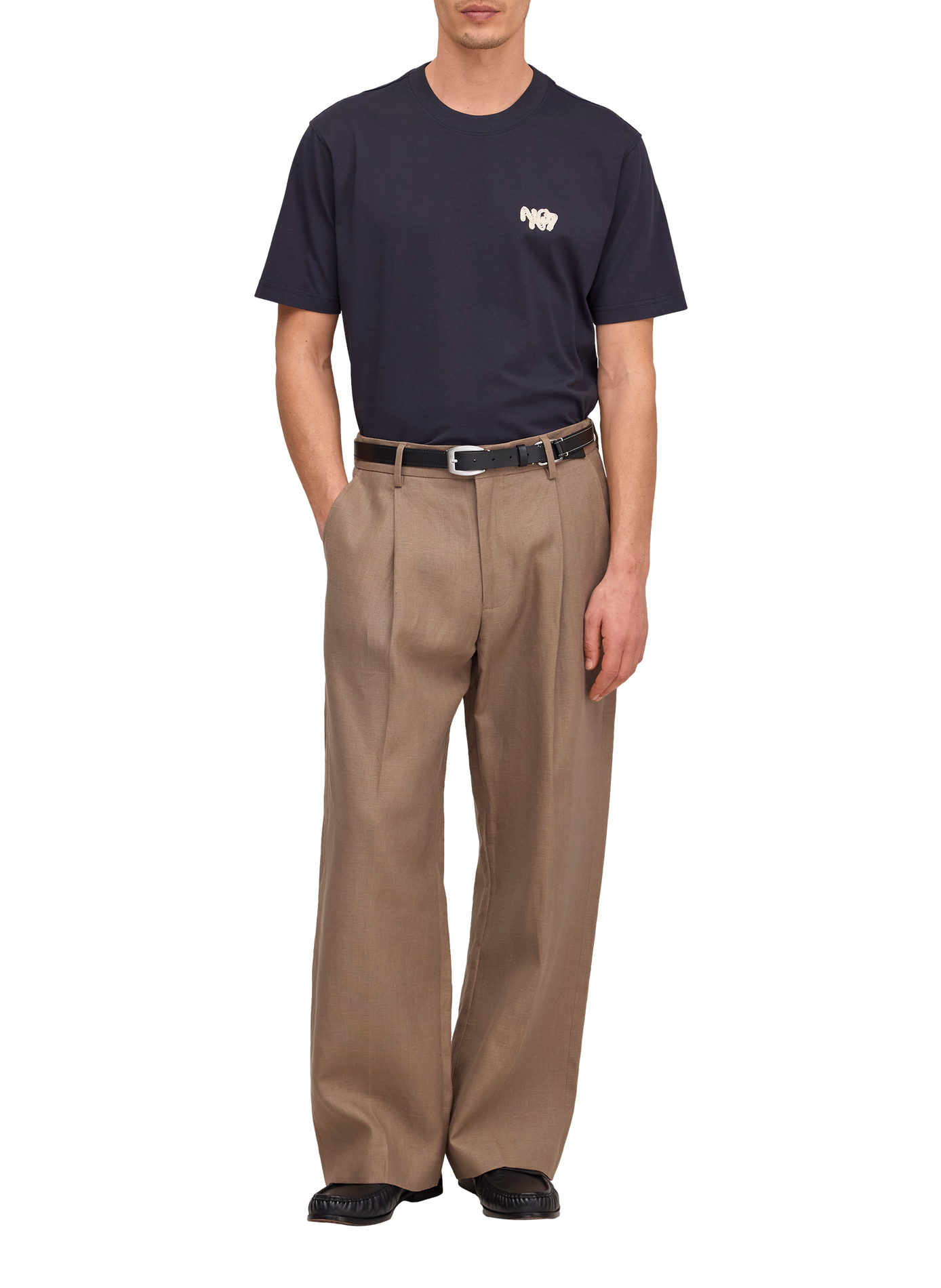 Short-sleeve plain T-shirt with embroidered logo in cotton NN.07 Blue