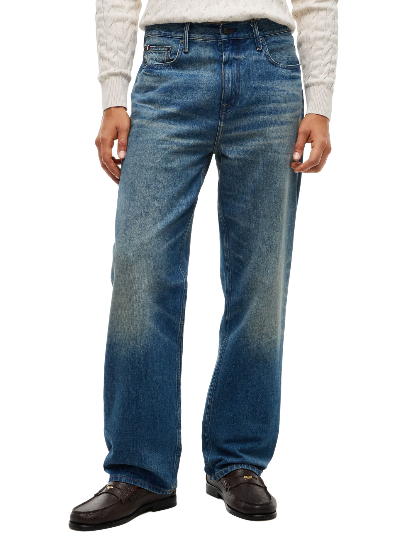Gerade geschnittene blaue Jeans aus Baumwolle TOMMY HILFIGER Blau