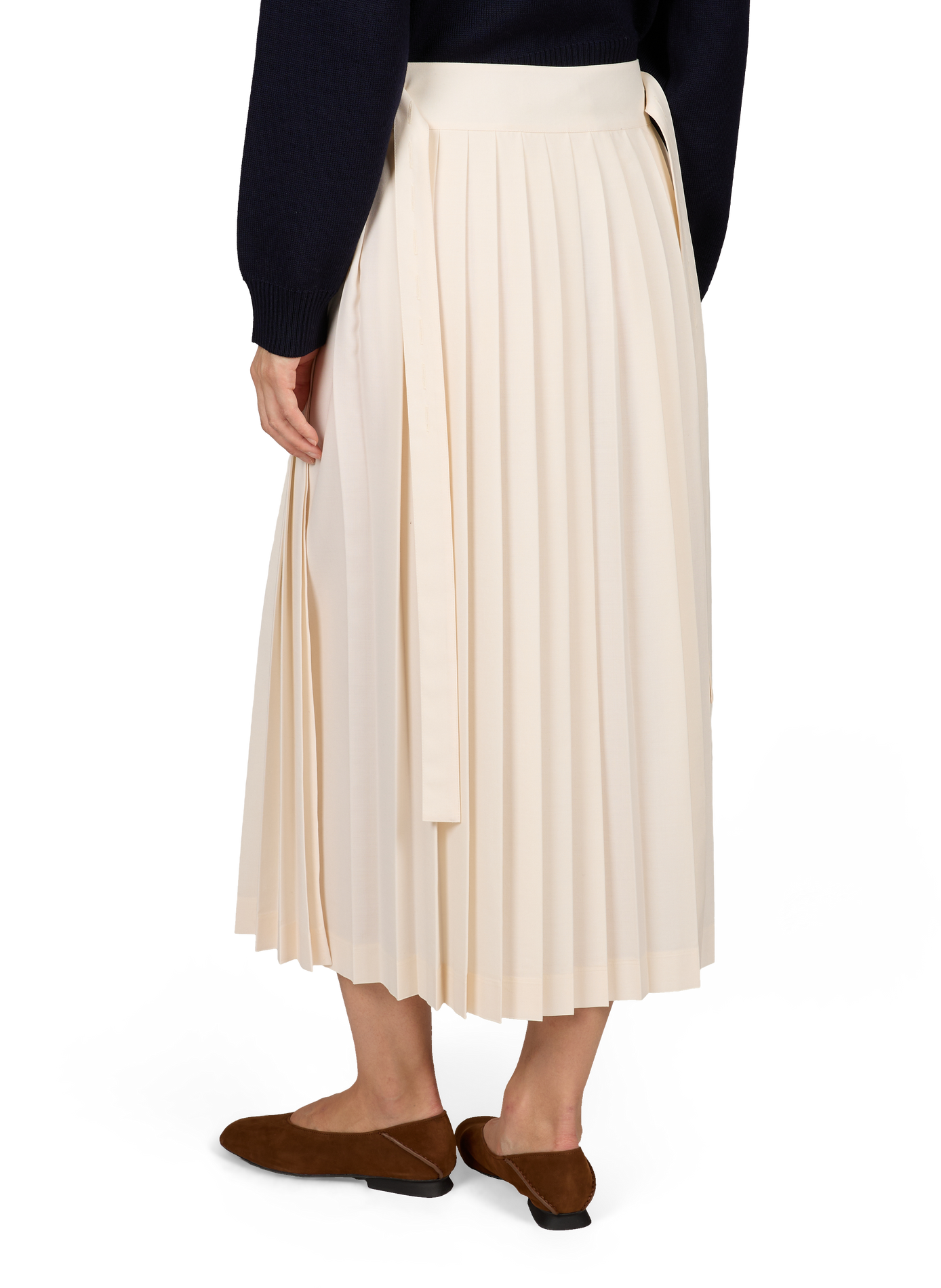 Jupe midi portefeuille plissée en laine mélangé ROHE FRAMES Beige