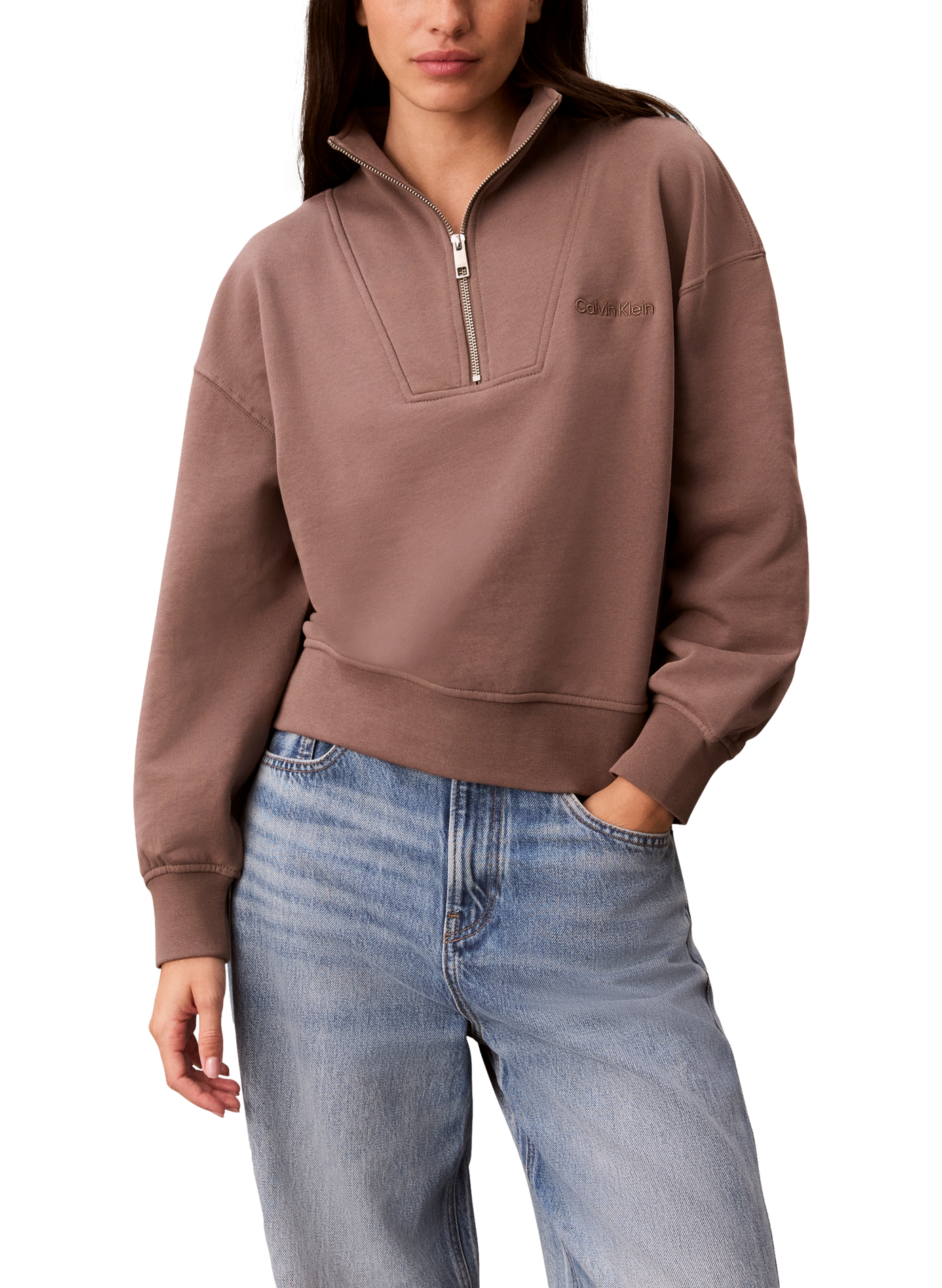 Sweatshirt à col montant en coton CALVIN KLEIN Multicolore