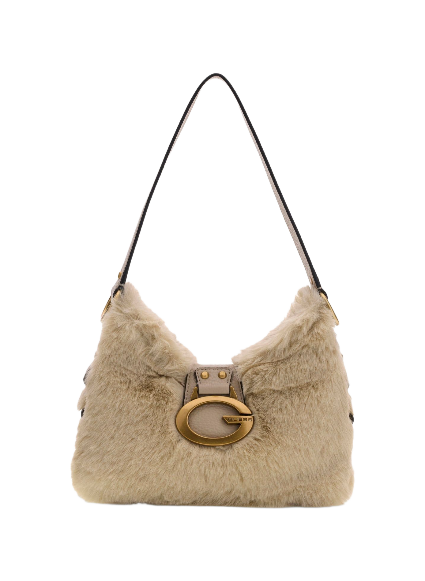 Mini Camden shoulder bag in faux fur effect GUESS Beige