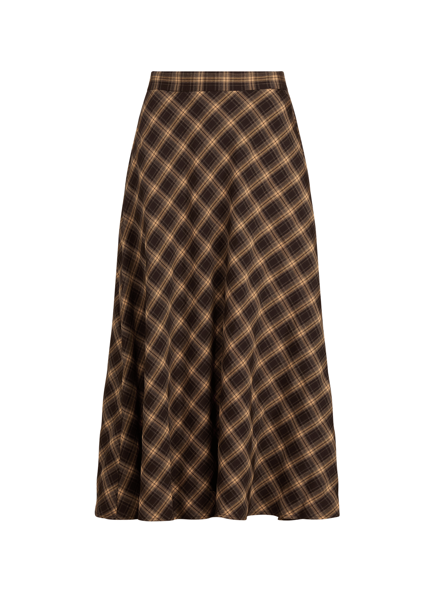 Vilene long checked skirt VILA Brown