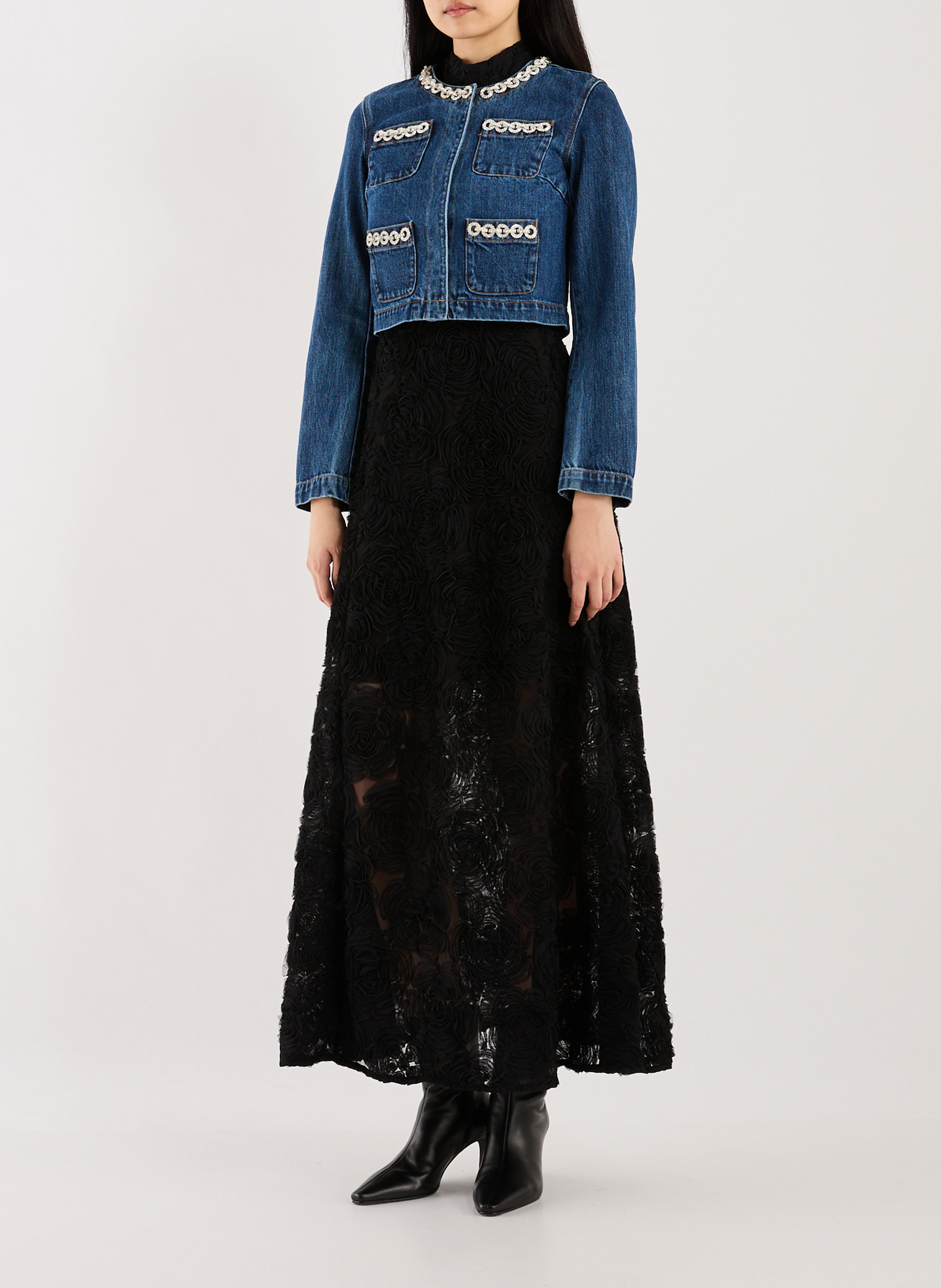 Giacca corta in denim SELF PORTRAIT Blu