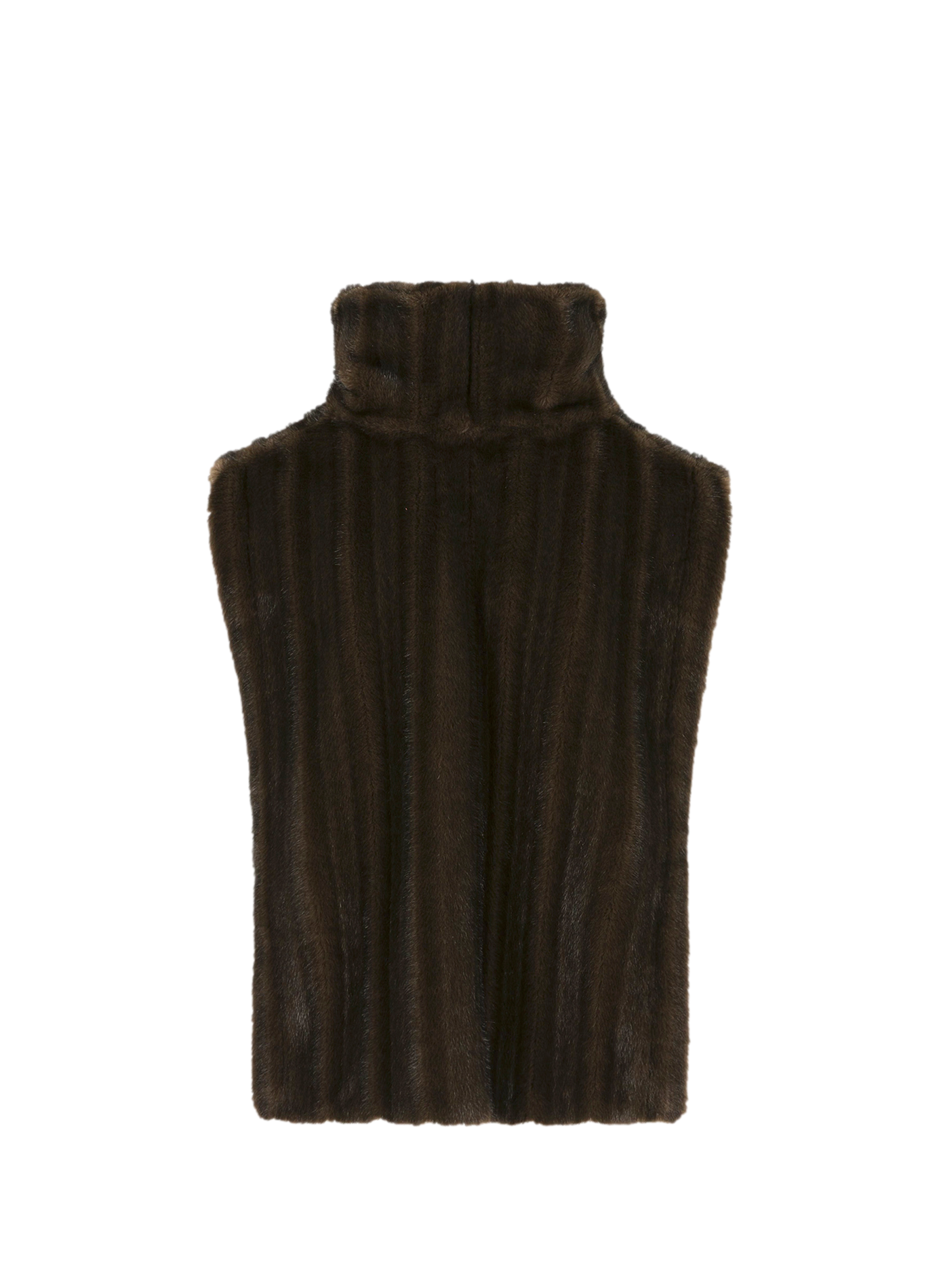 Pull sans manches à fourrure à col montant RHUNE Brown