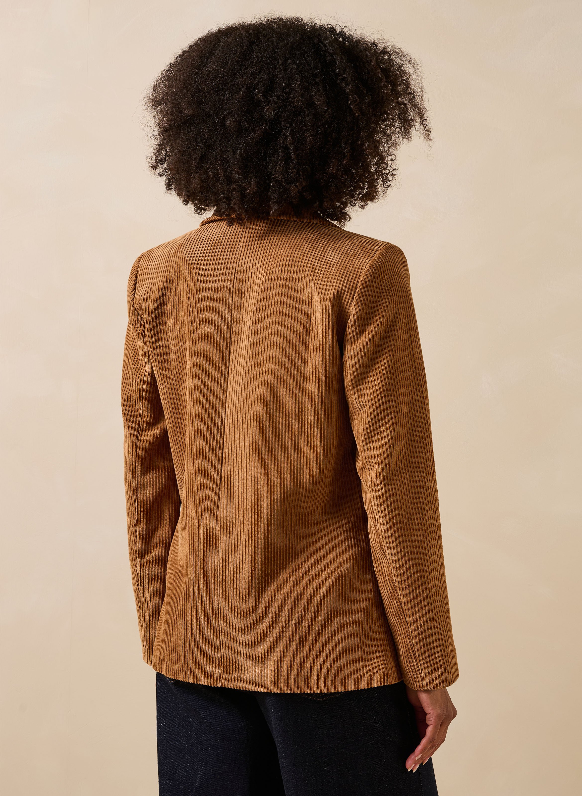 Recht gesneden blazer van ribfluweel LA FEE MARABOUTEE Bruin