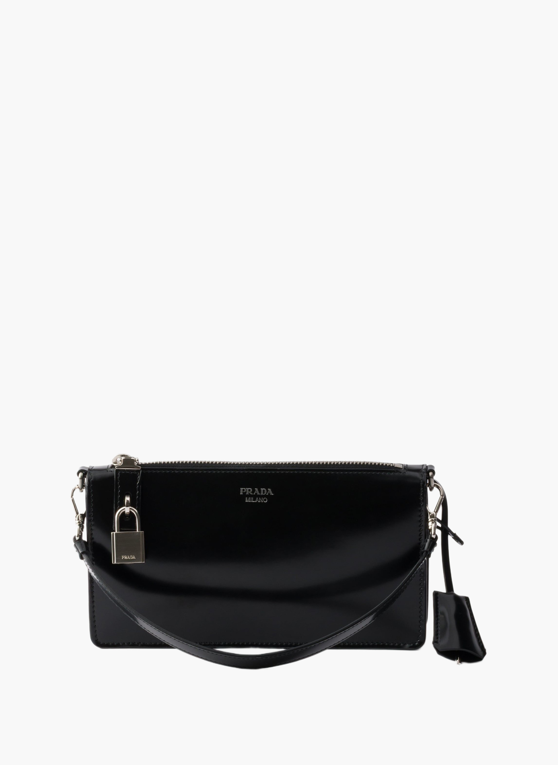 Mini pochette en cuir brossé PRADA Noir