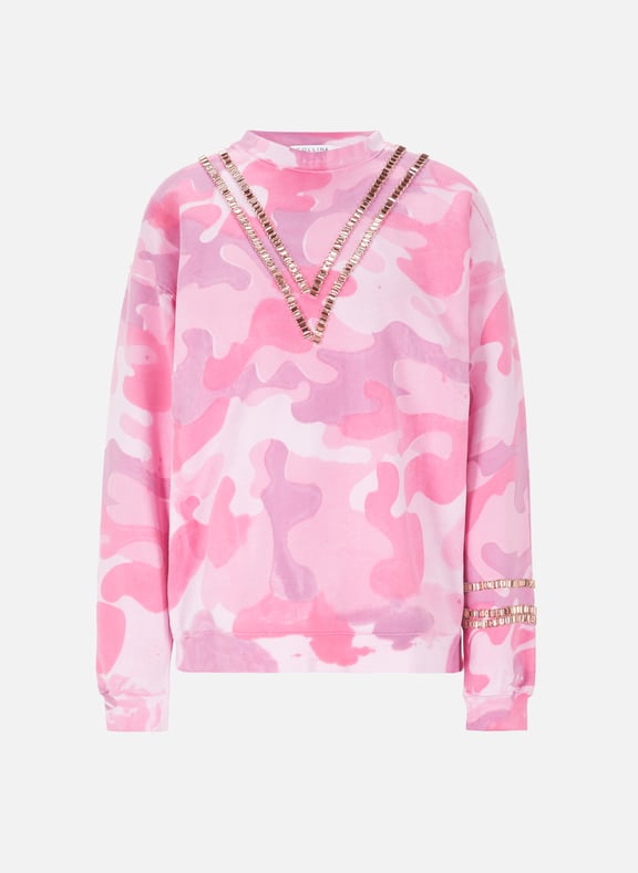 Sweatshirt camouflage et strass en coton COLLINA STRADA Sweatshirt camouflage et strass en coton COLLINA STRADA