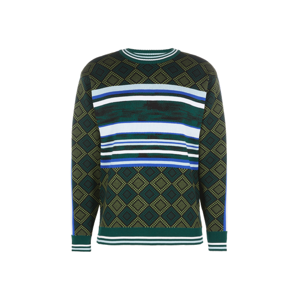 Ahluwalia Striped Jumper With Check Pattern In Green