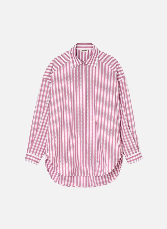 Chemise à rayures strassée en coton Rose by SANDRO SANDRO Chemise à rayures strassée en coton Rose