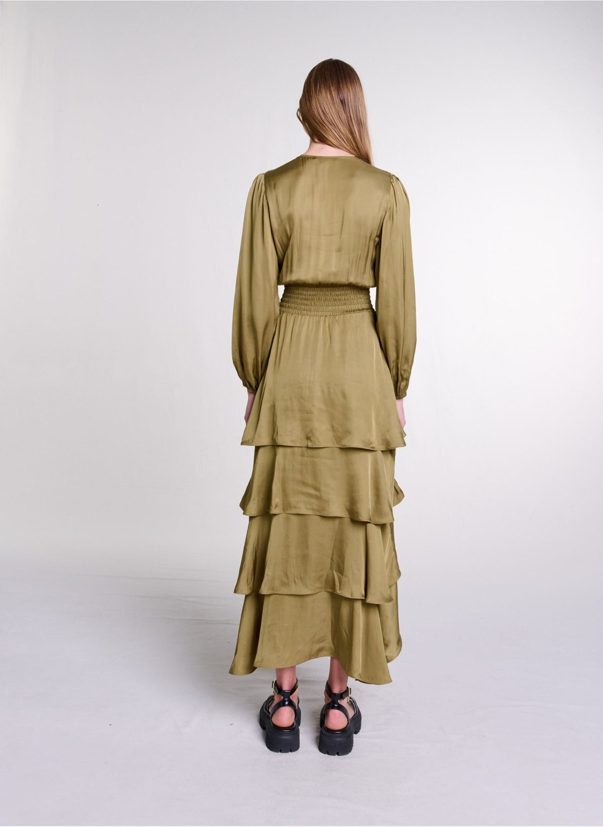 Robe Longue Satinée Cache-cœur - Maje Femme | Printemps.com