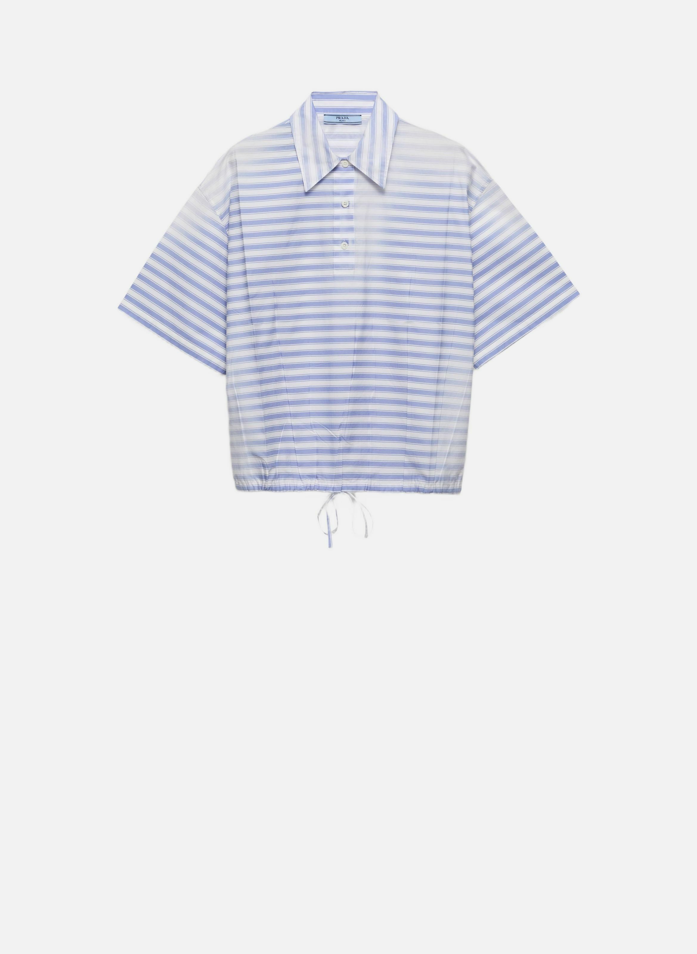 Polo en popeline vieillie à rayures PRADA Bleu