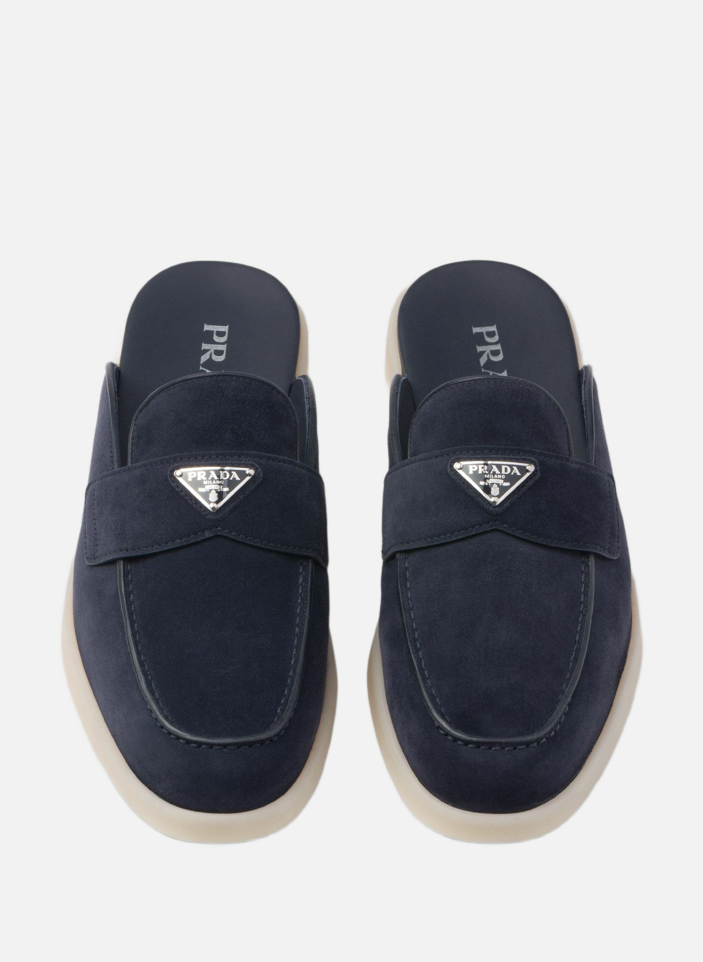 Mules en veau velours PRADA Bleu