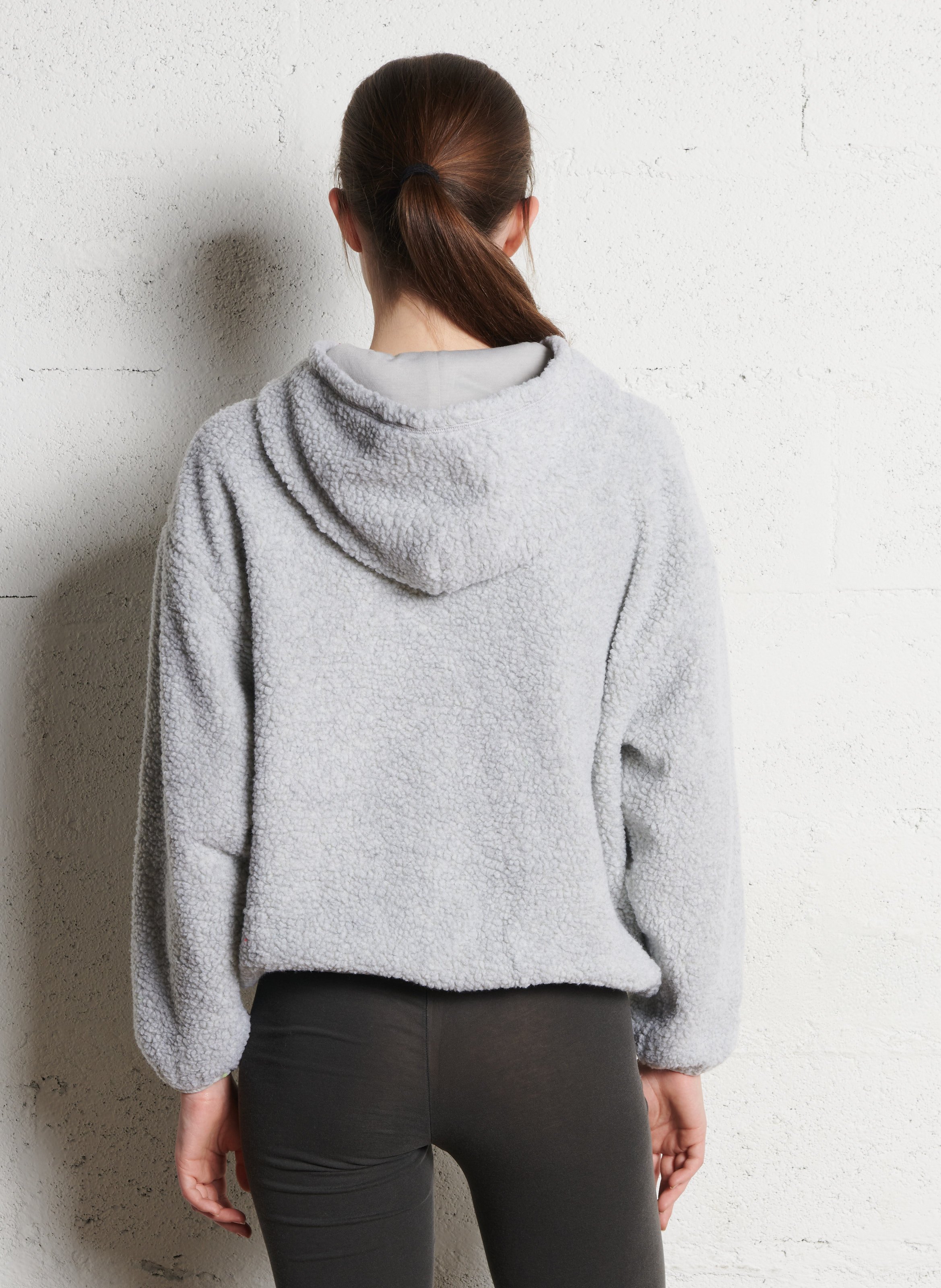 Veste ample polaire à capuche hoktown AMERICAN VINTAGE Gris