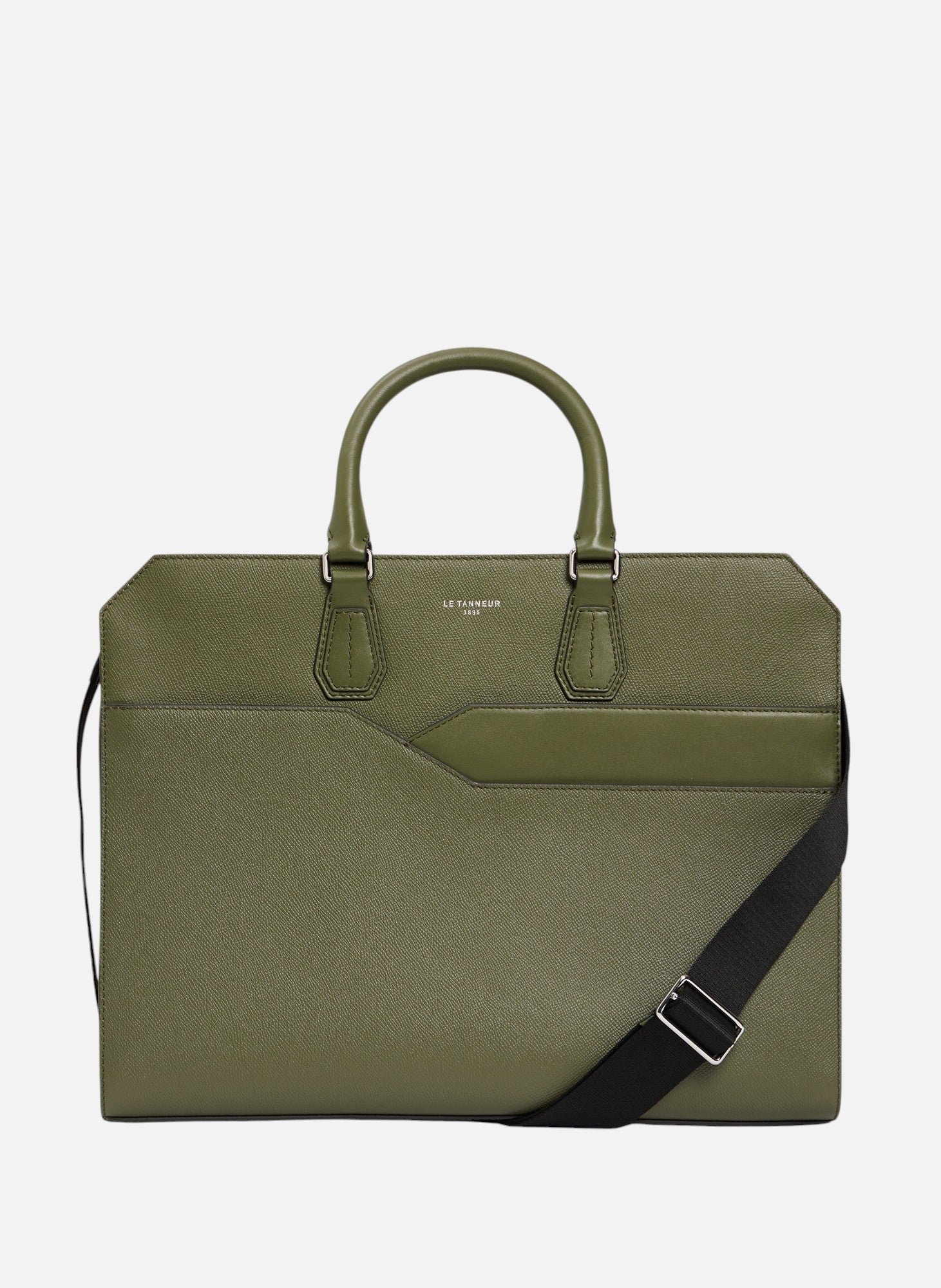 Porte documents 15" gaston en cuir grain croisé LE TANNEUR Vert