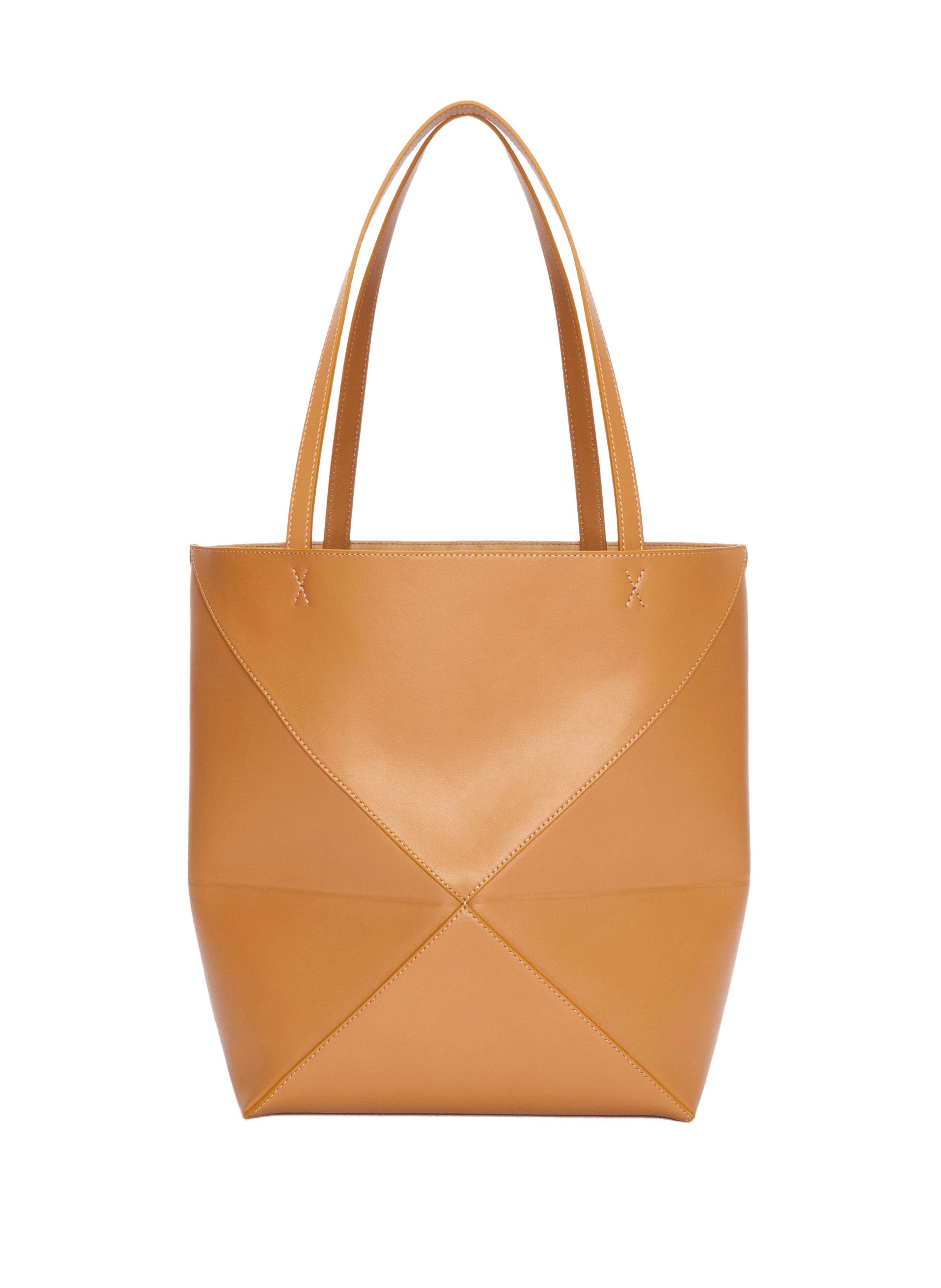 Tote Puzzle Fold moyen en cuir de veau brillant LOEWE Marron