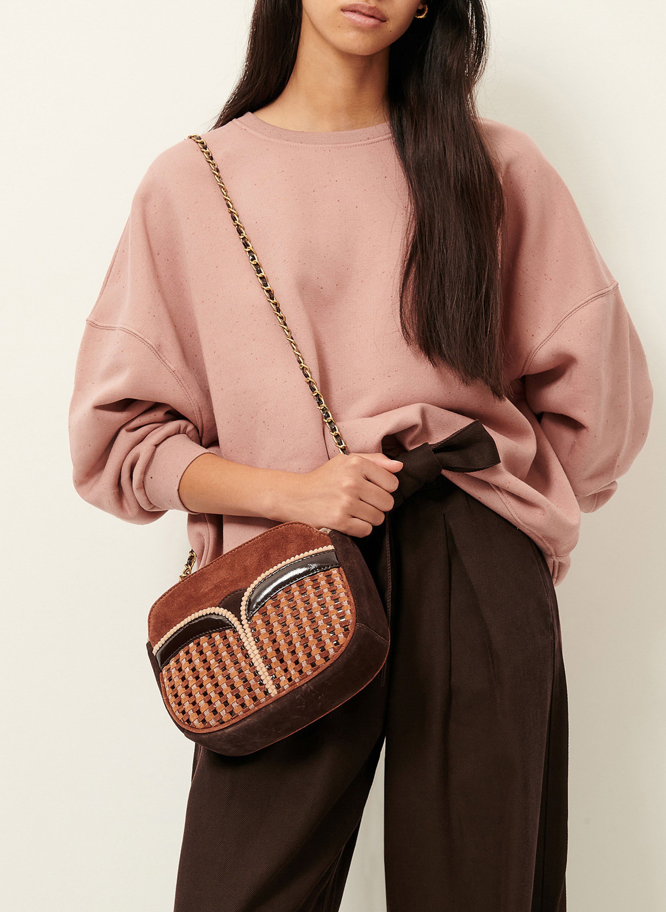 Sweat ample col rond moucheté en coton bio mélangé chebbi SESSUN Rose