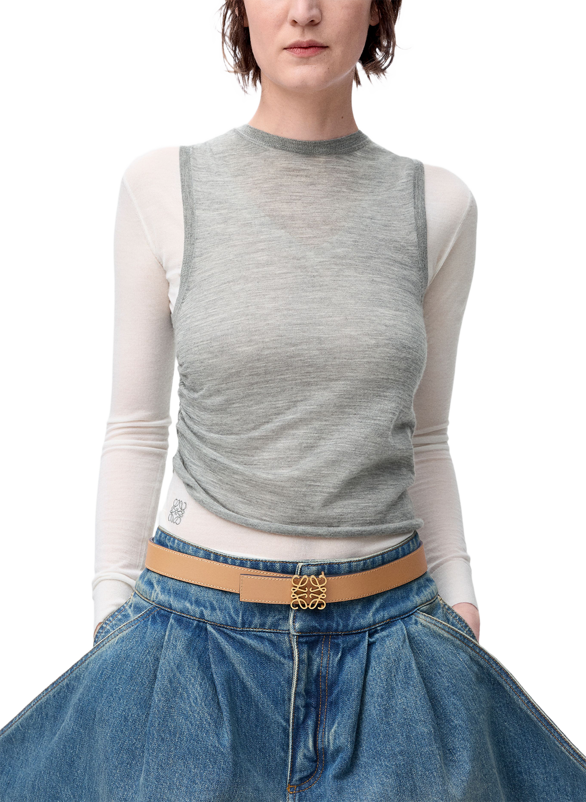 Reversible calf leather Anagram belt LOEWE Beige