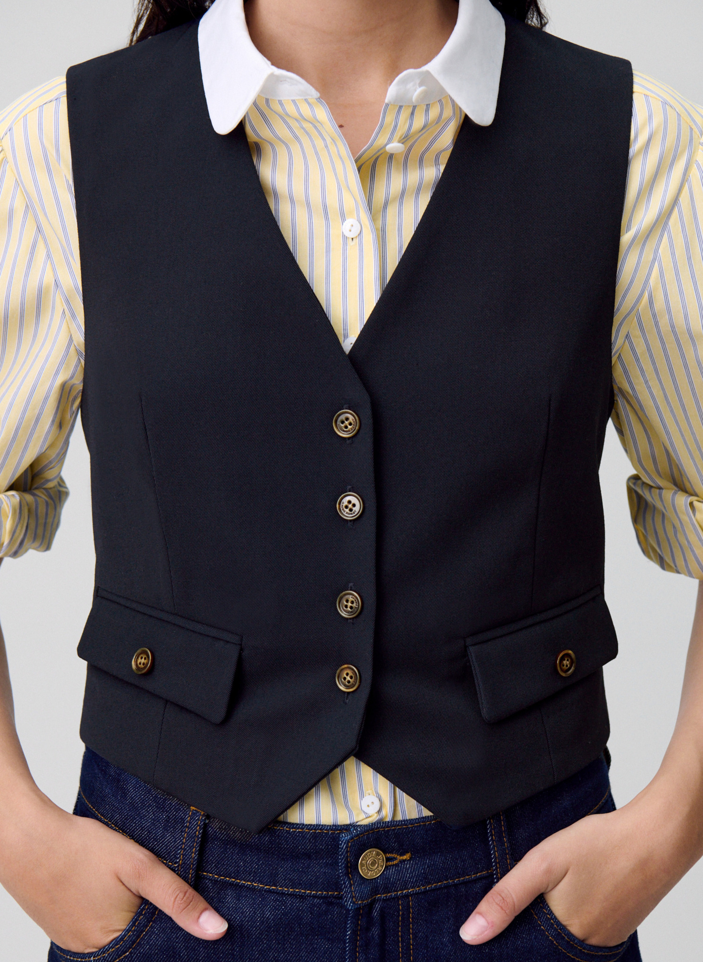 Gilet de costume col v Bleu