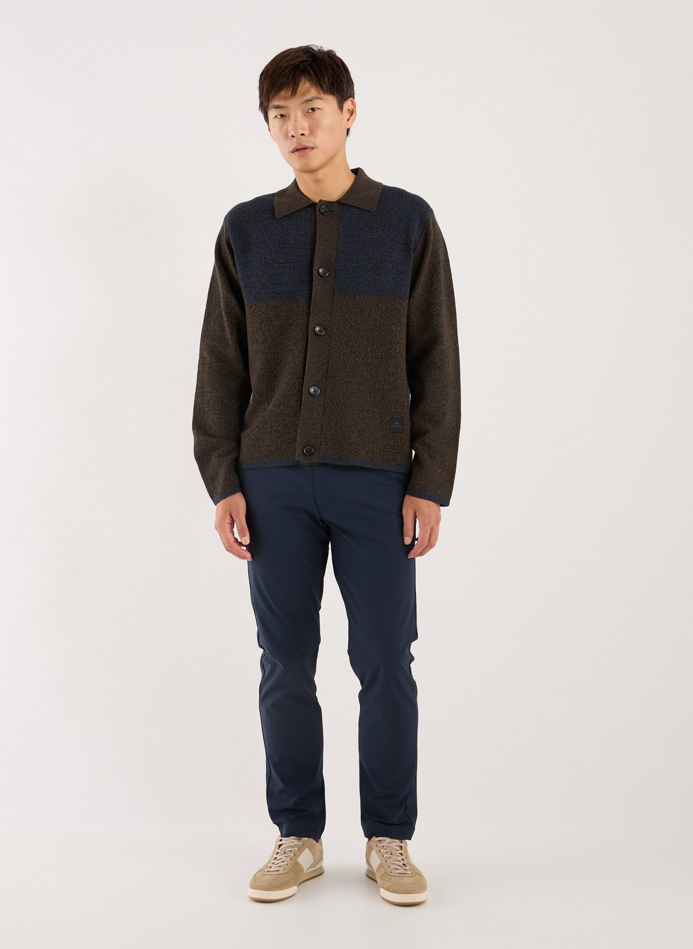 Pull boutonné coton et laine PAUL SMITH Vert