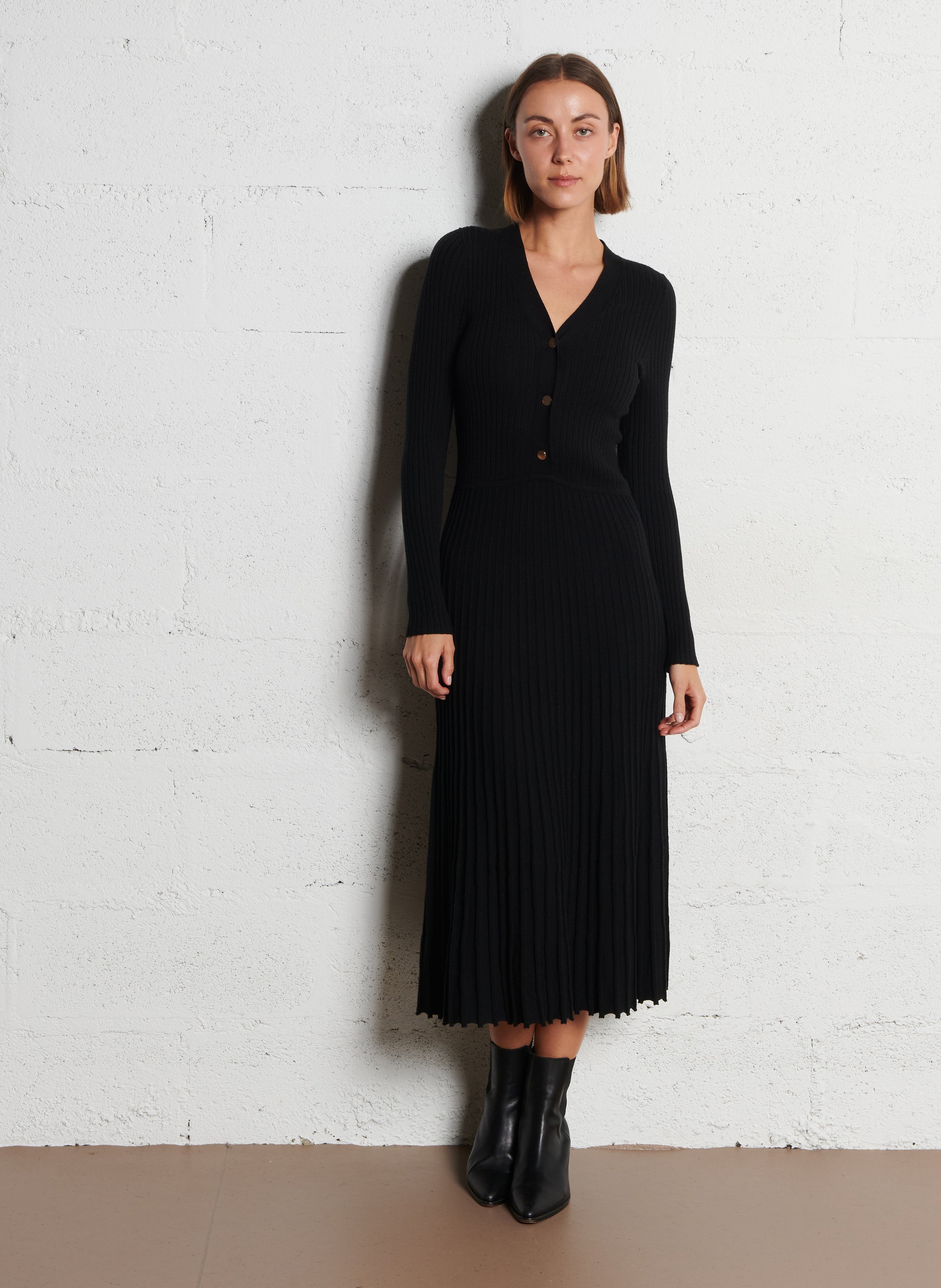 Robe longue col v IKKS Noir