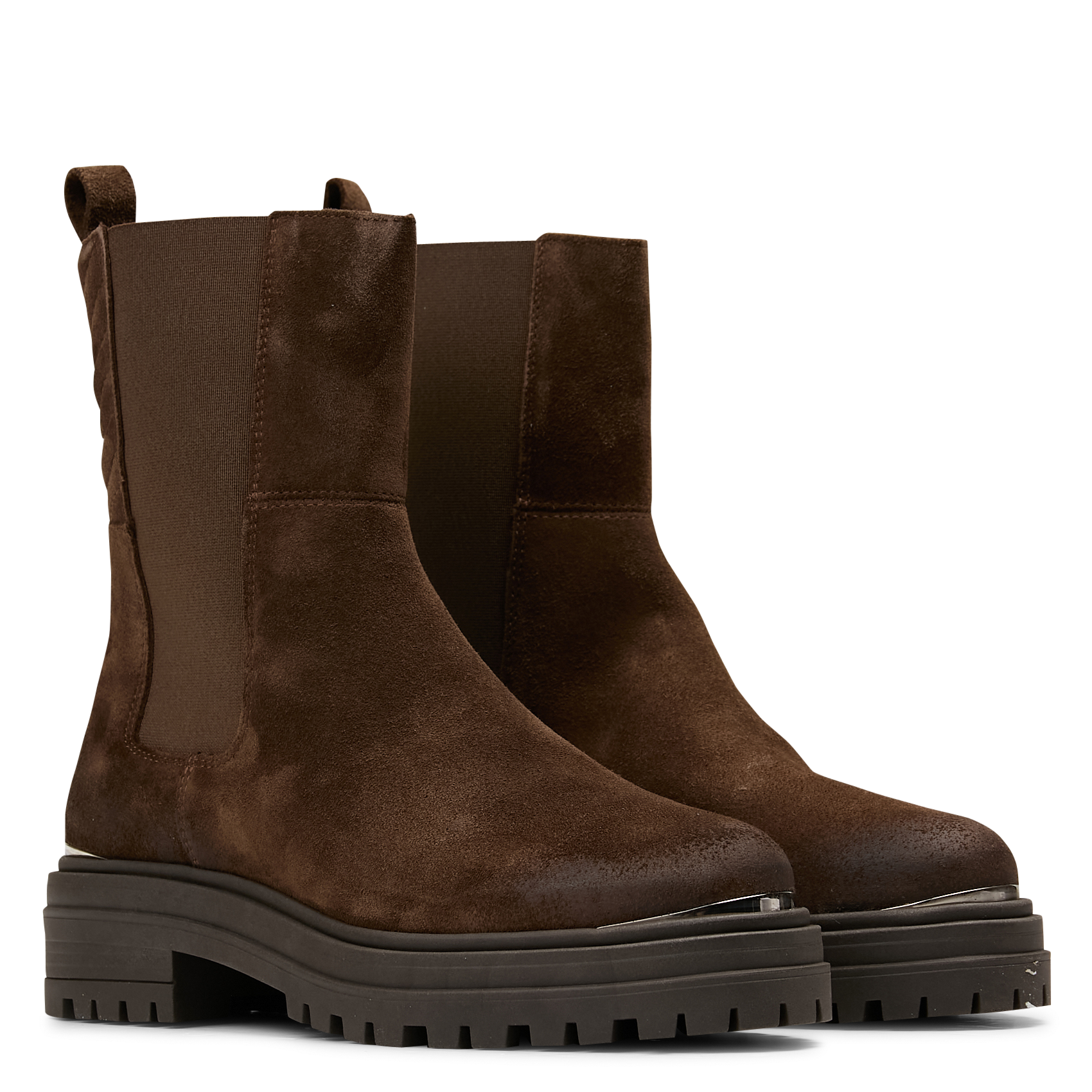 Bottines chelsea en cuir velours IKKS Marron