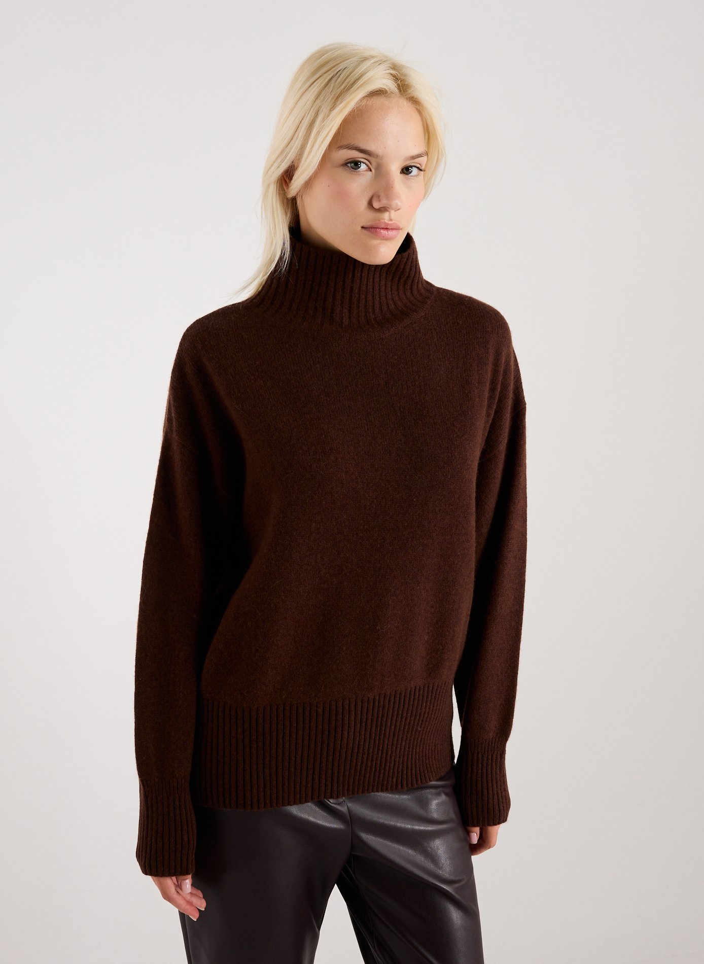 SUNCOO Wool high-neck jumper Brown