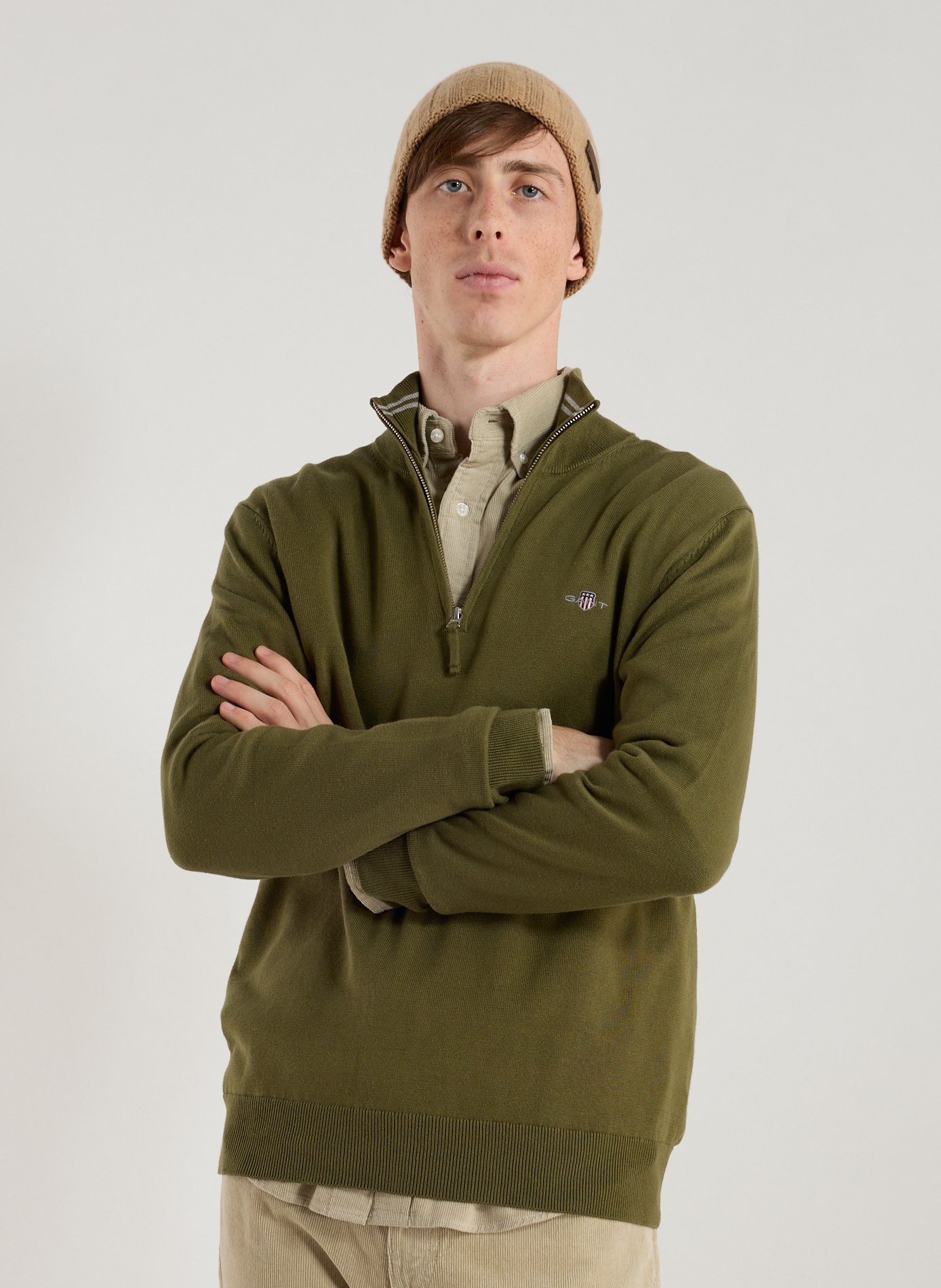 GANT Pull à col zippé Vert