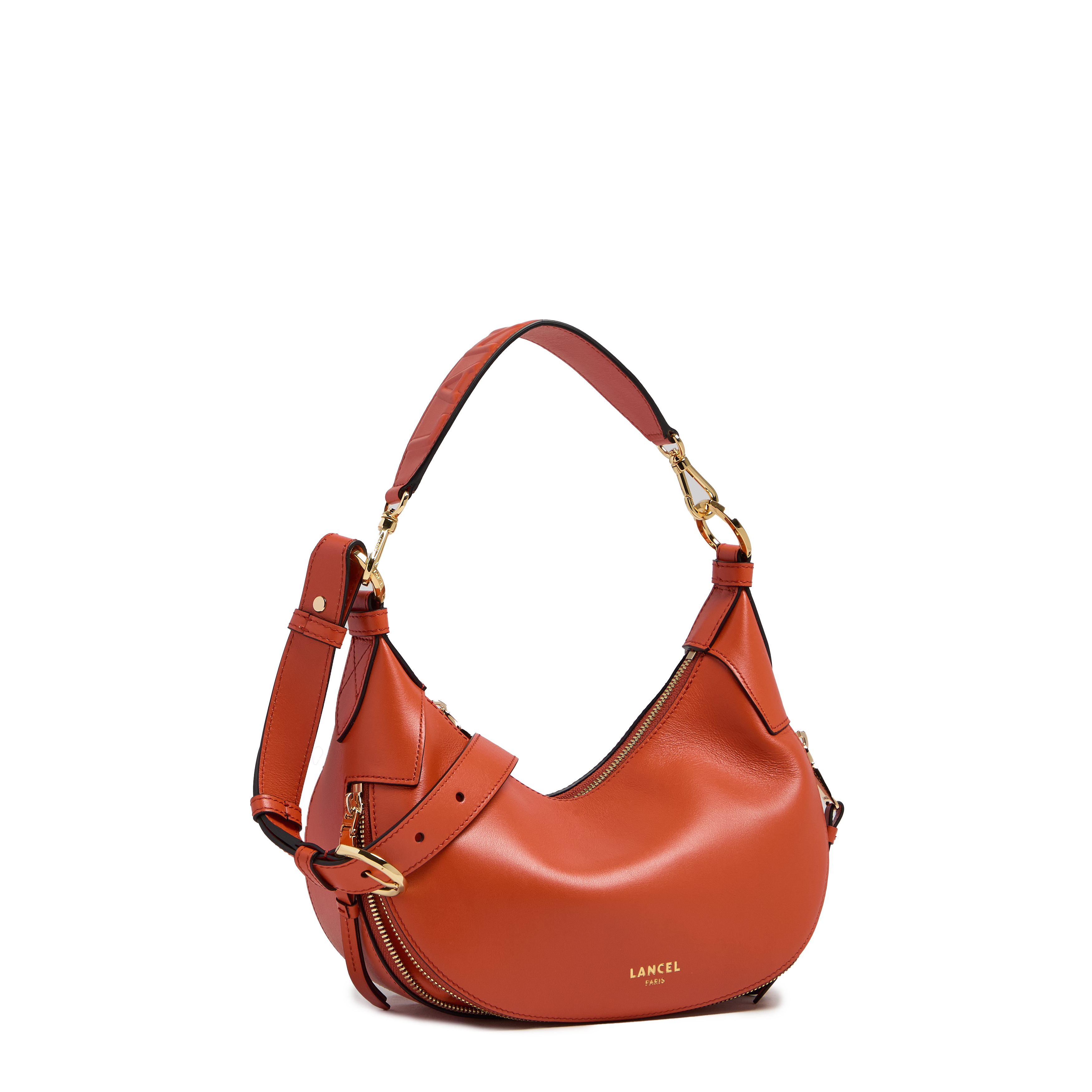 Sac hobo zippé s origami de lancel en cuir LANCEL Orange