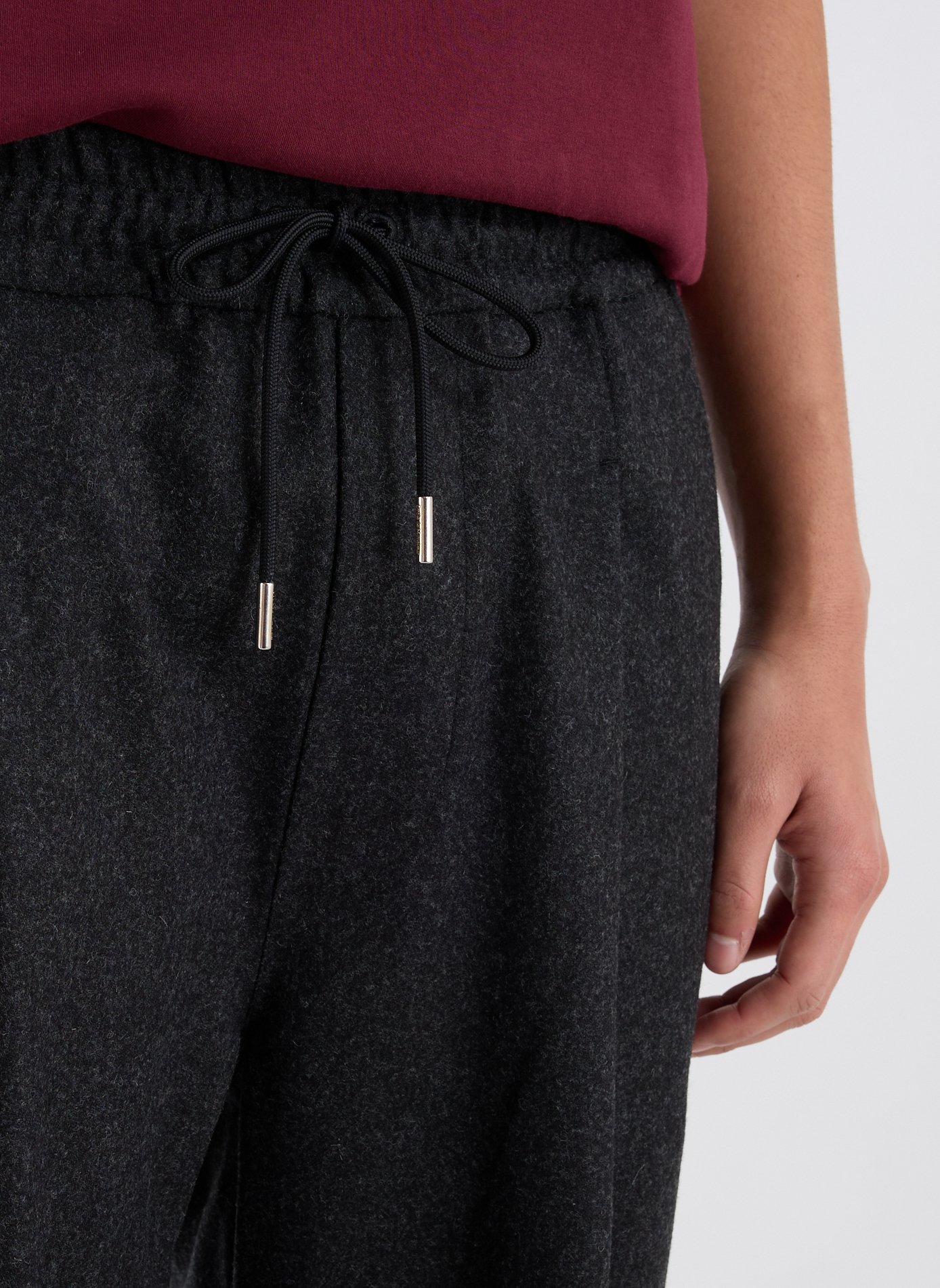 Cropped wool blend trousers DROLE DE MONSIEUR Grey