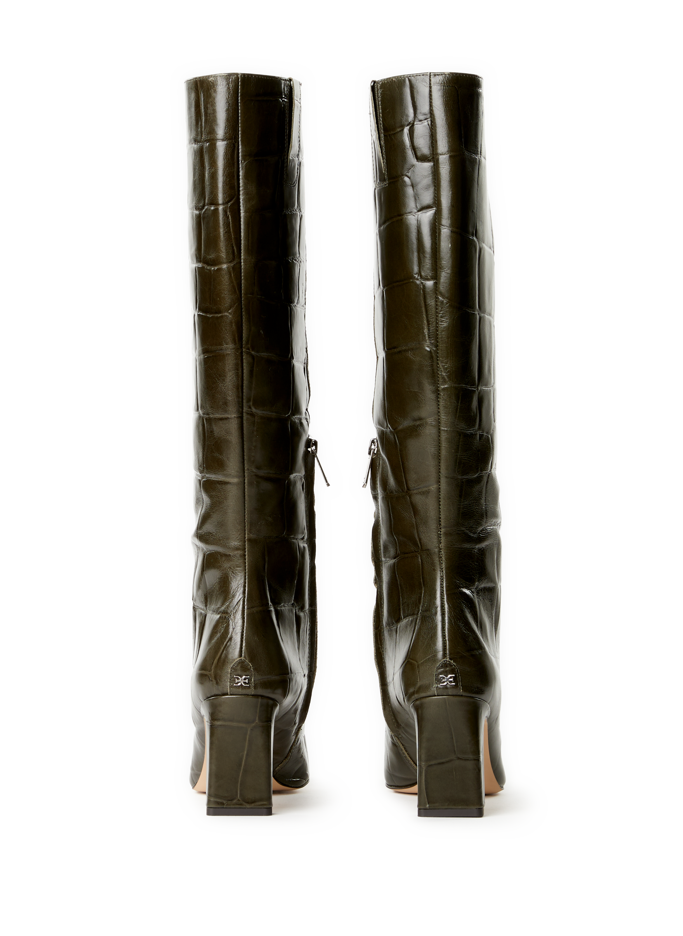 Bottes aspect peau de crocodile en cuir SAM EDELMAN Kaki