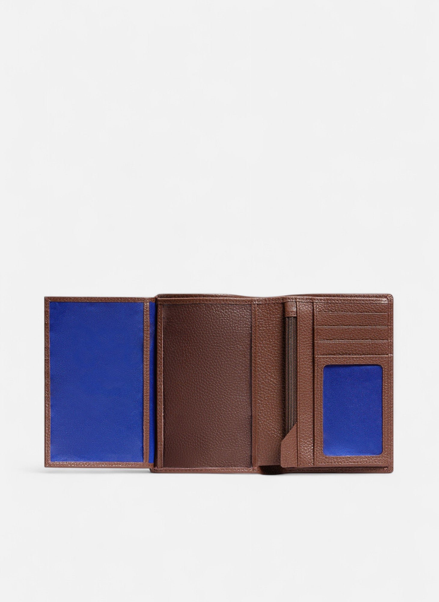 Grand portefeuille vertical zippé 2 volets charles en cuir grainé LE TANNEUR Marron