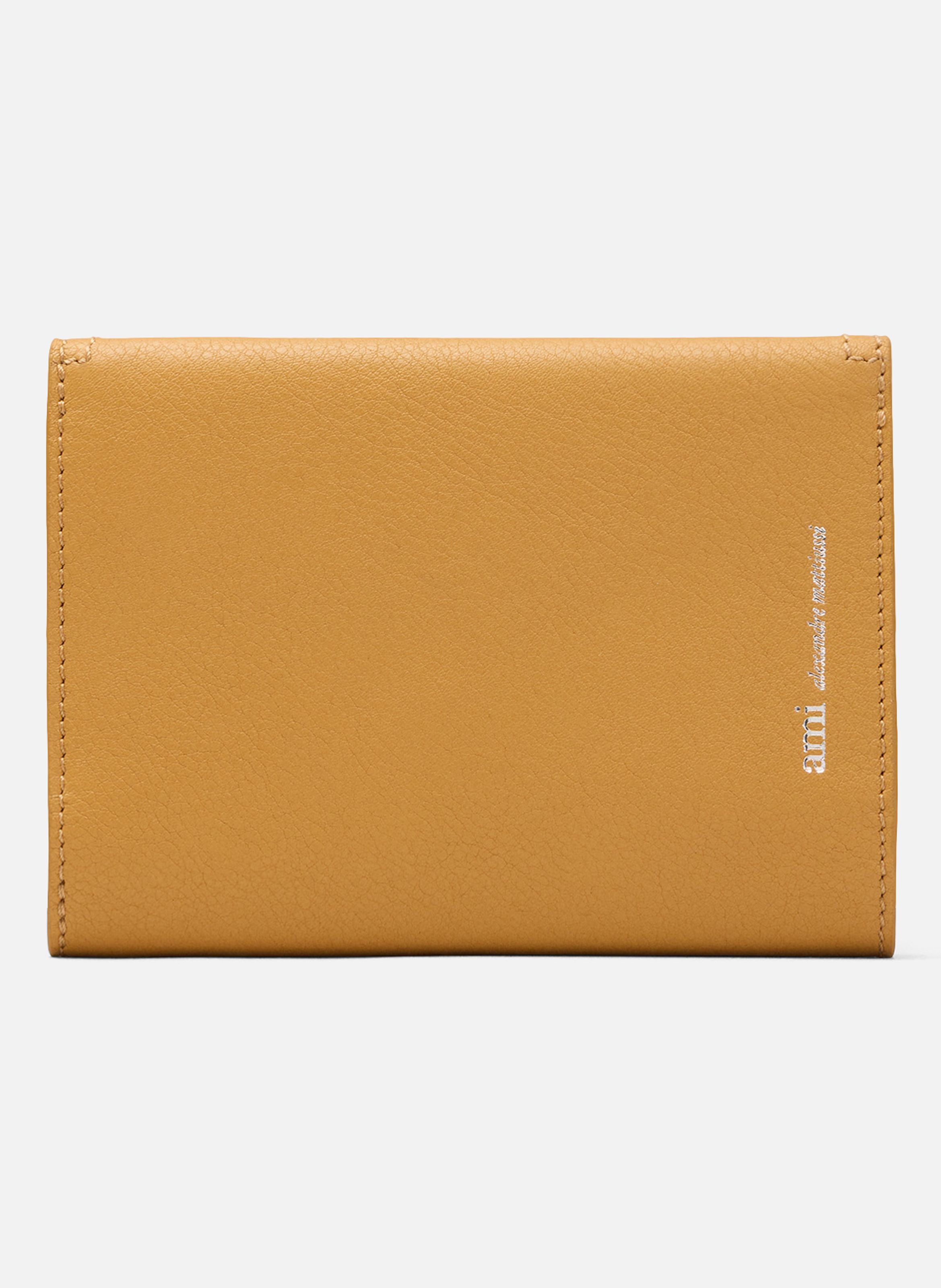 Porte passeport enveloppe etienne unisexe en cuir de taurillon AMI PARIS Jaune