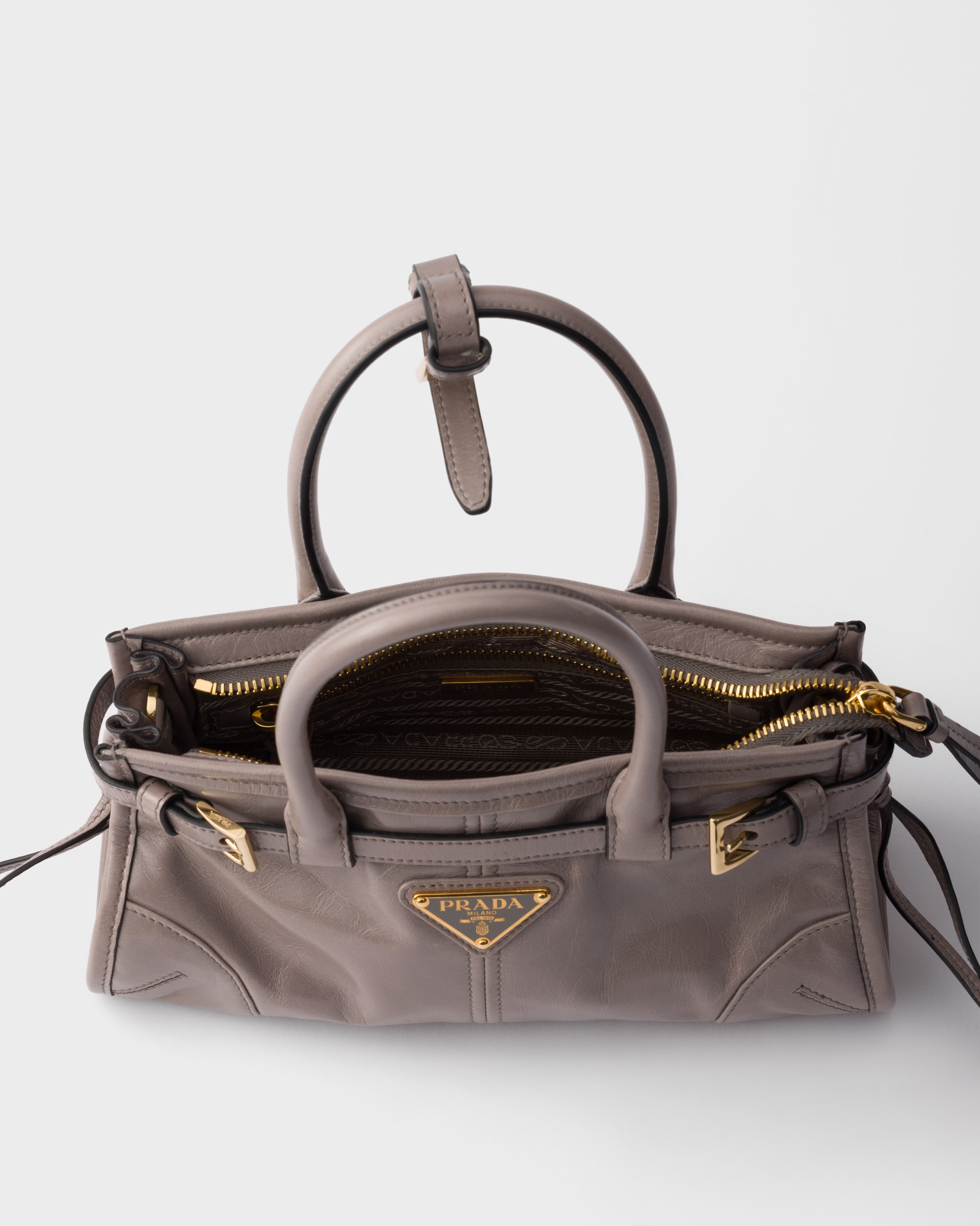 Mini sac à main prada bonnie en cuir PRADA Gris