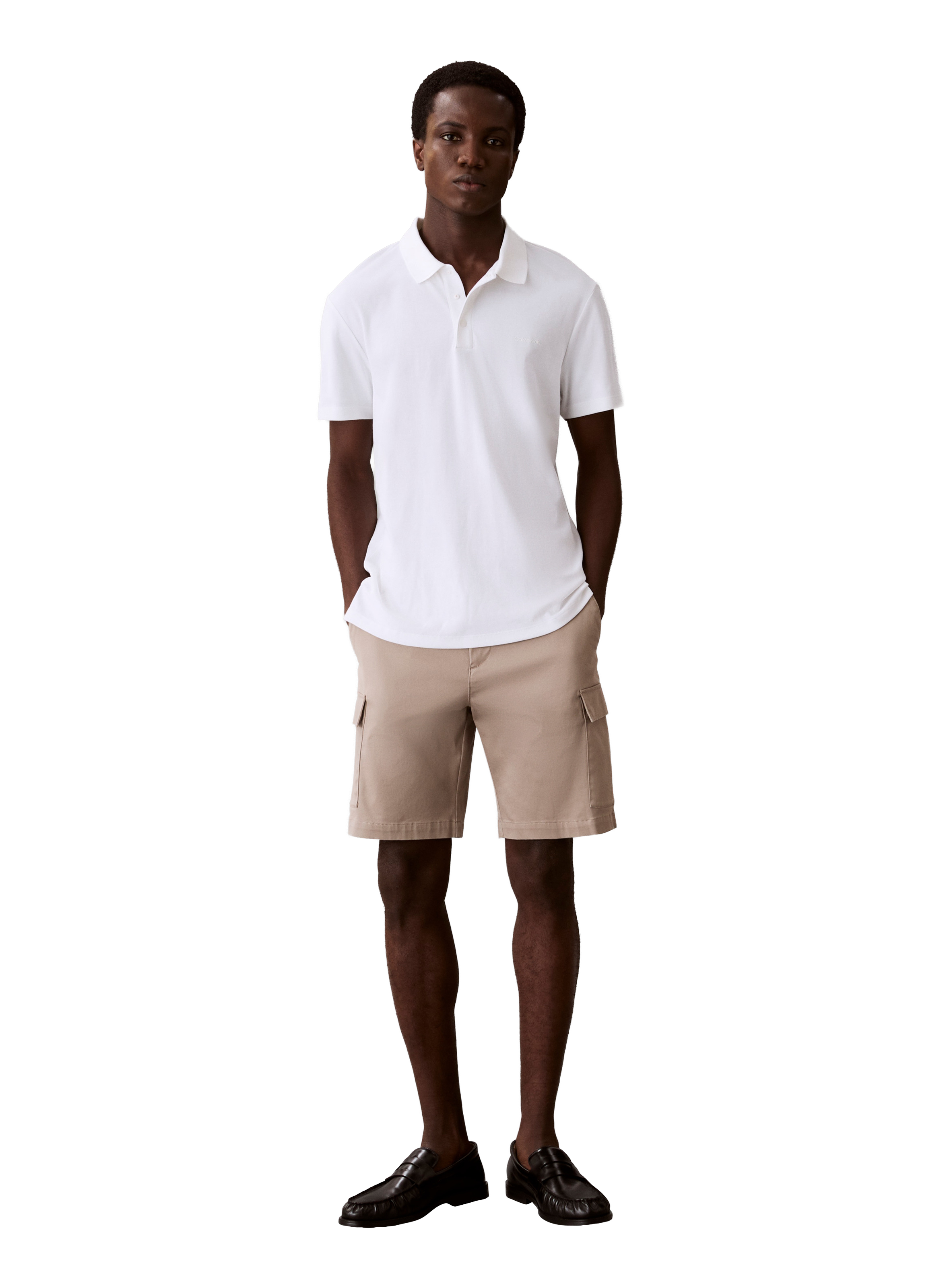 Straight polo in blended BCI cotton CALVIN KLEIN White