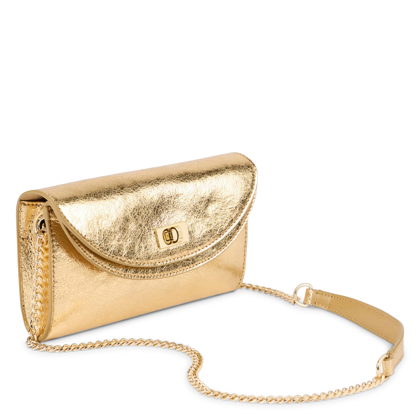 Sac bandoulière en cuir brillant SANDRO Doré