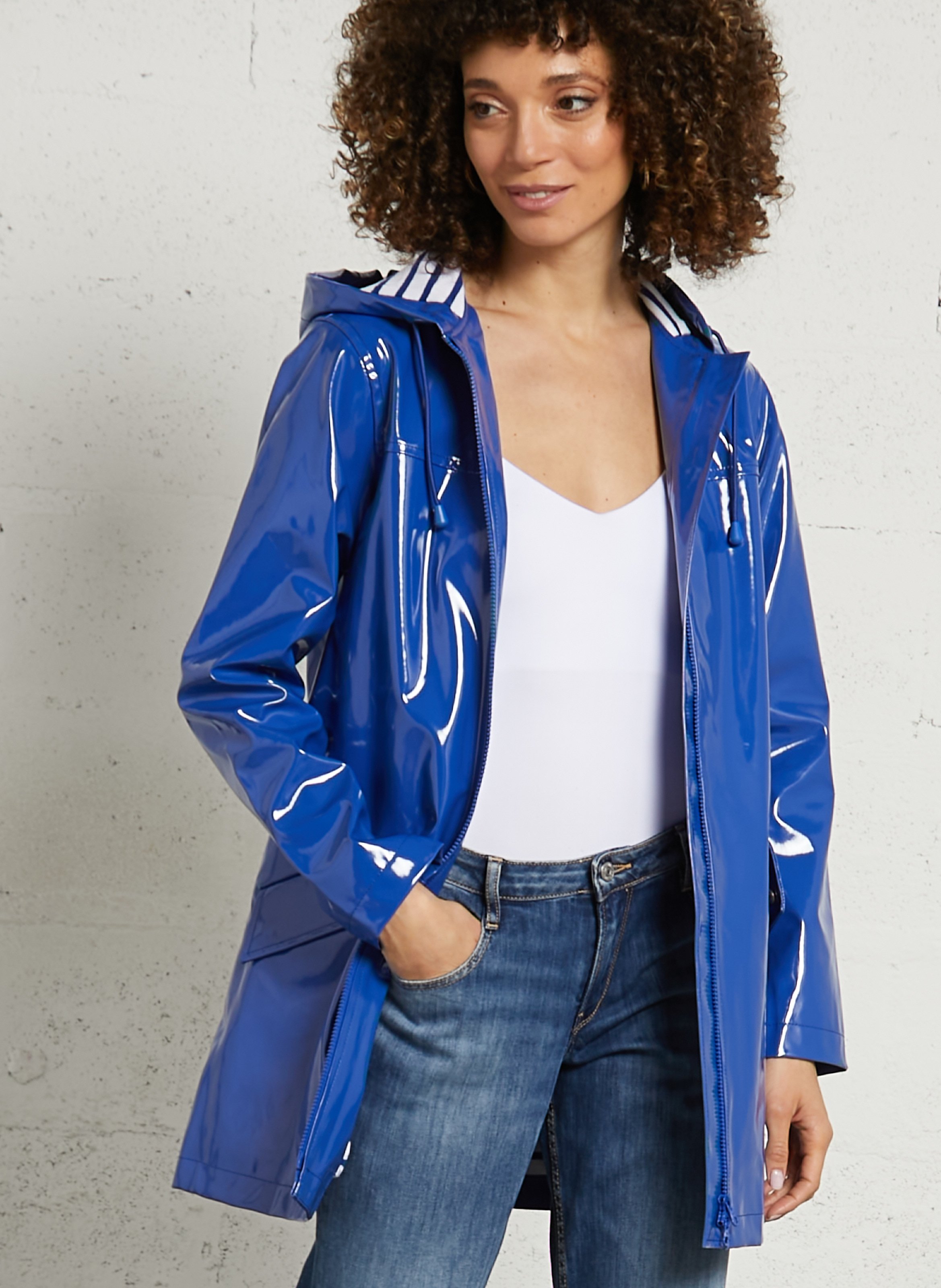 Parka cirée droite à capuche ARMOR-LUX Bleu