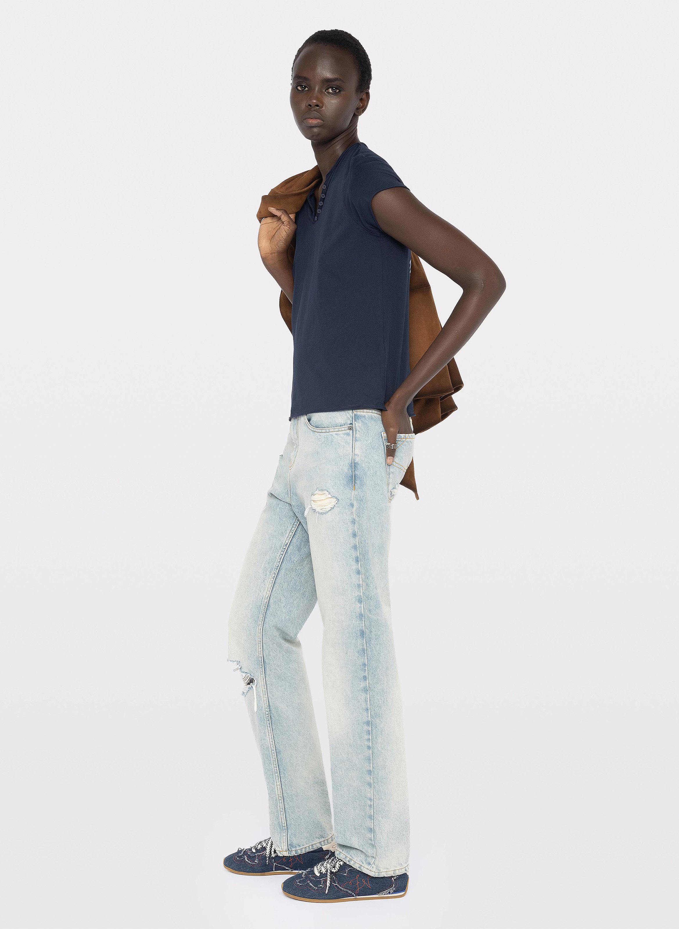 Tee-shirt v en coton tunisien ZADIG&VOLTAIRE Bleu