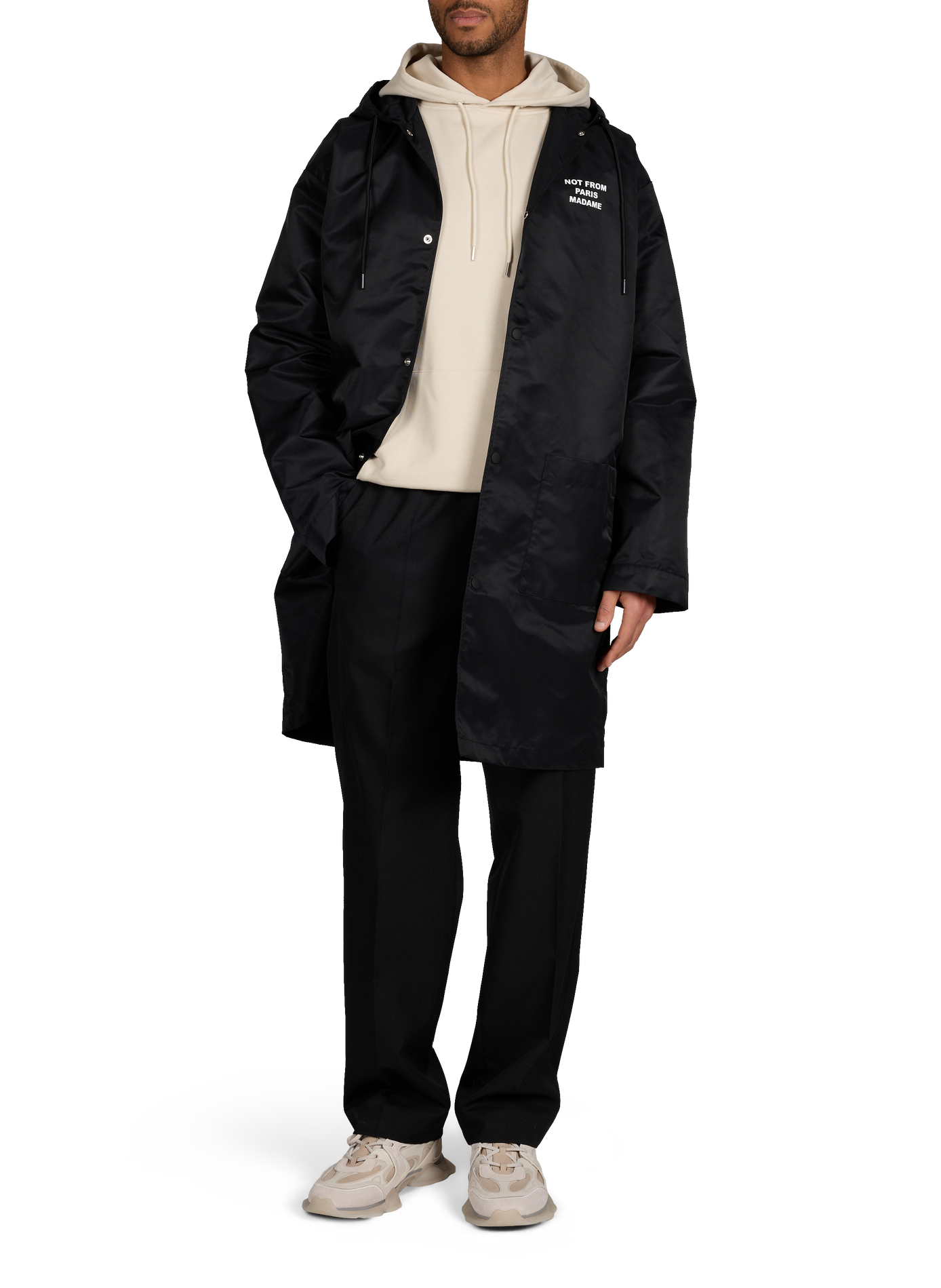 Mid-length hooded jacket DROLE DE MONSIEUR Black