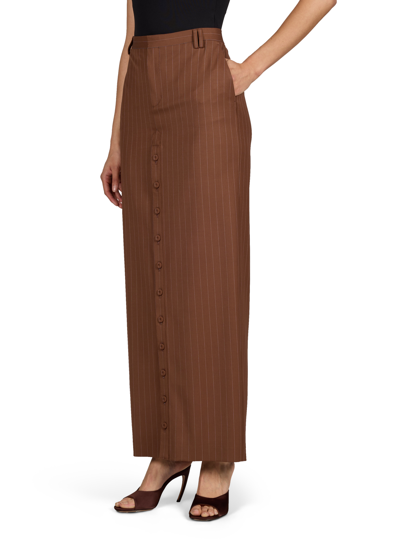 Straight skirts with virgin wool blend stripes JEAN PAUL GAULTIER Brown