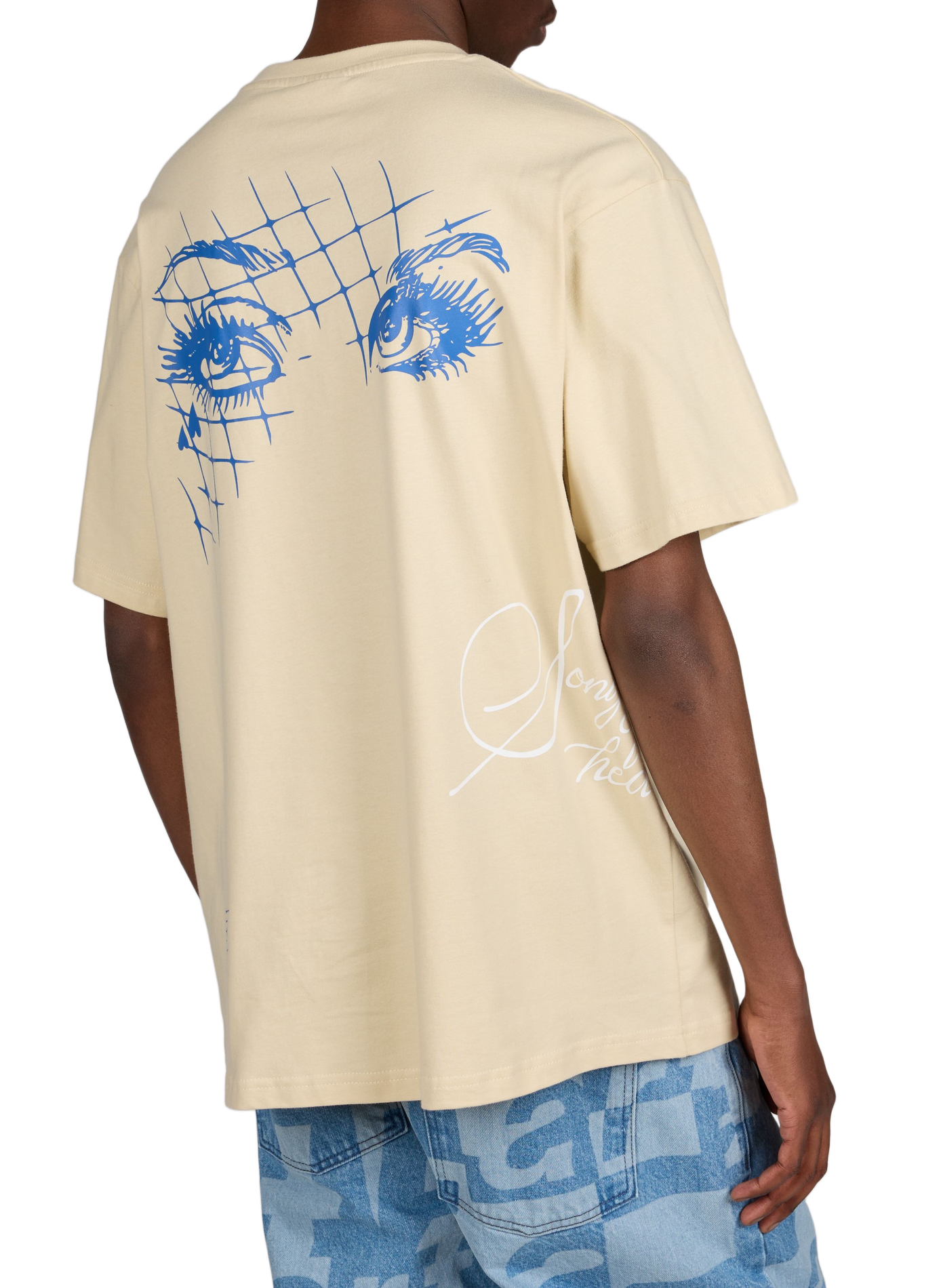 T-shirt droit imprimé en coton JACKER. Beige