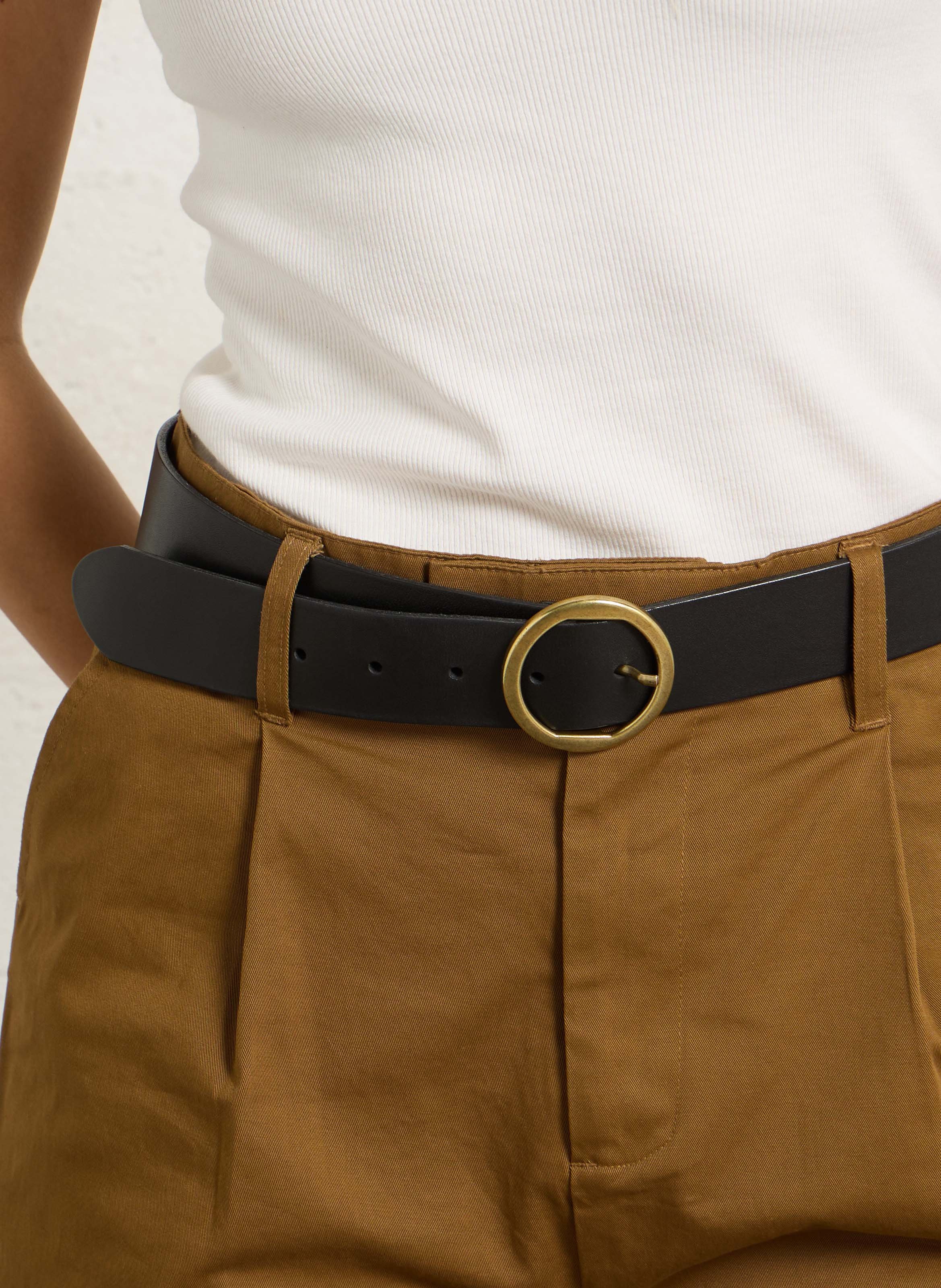 Ceinture à boucle en cuir lisse eline MAISON 123 Noir