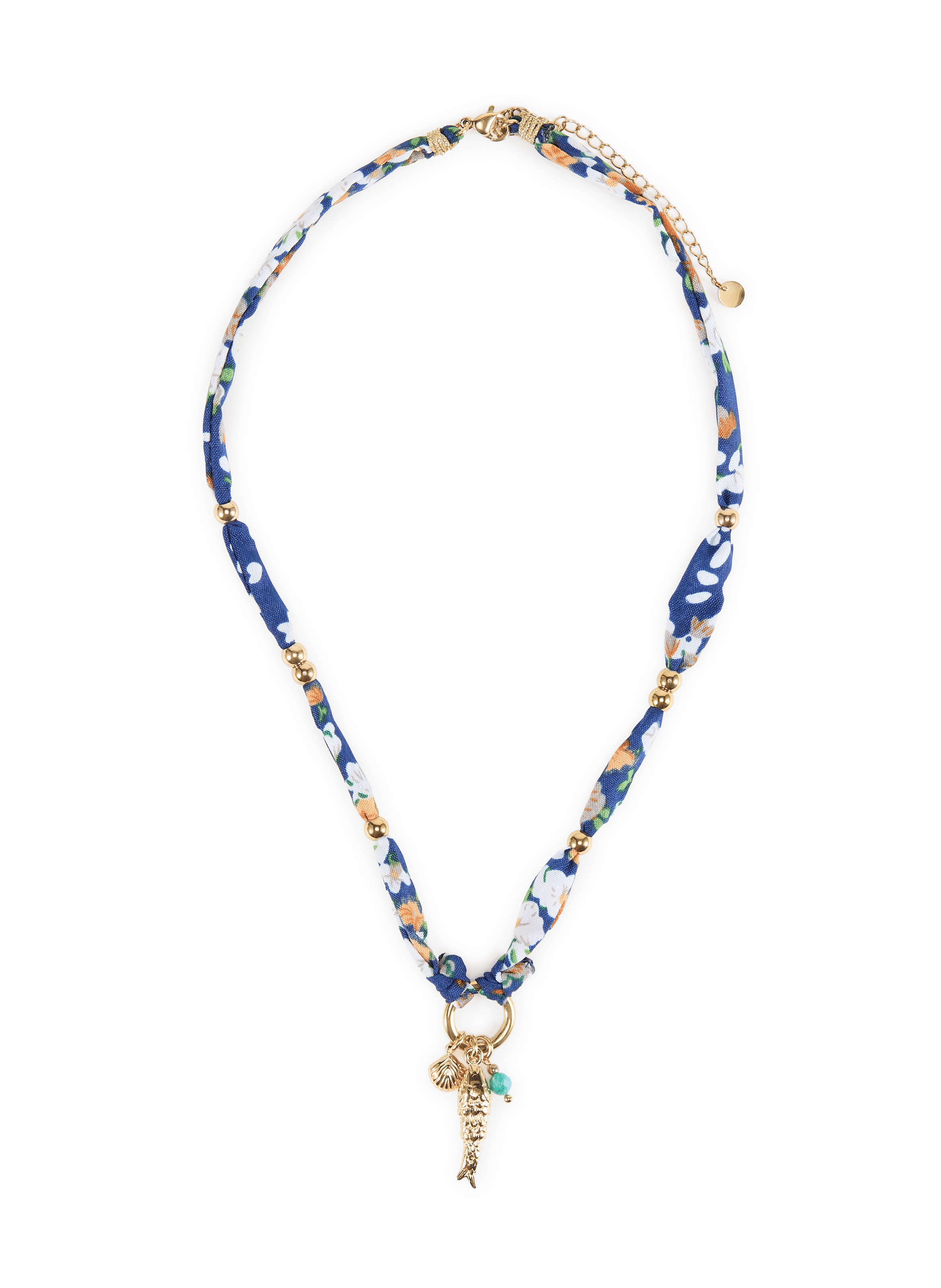 Collier tissu avec pendentif poisson AU PRINTEMPS PARIS Bleu