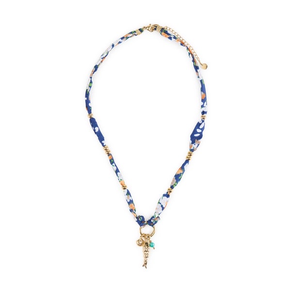 Collier tissu avec pendentif poisson Collier tissu avec pendentif poisson
