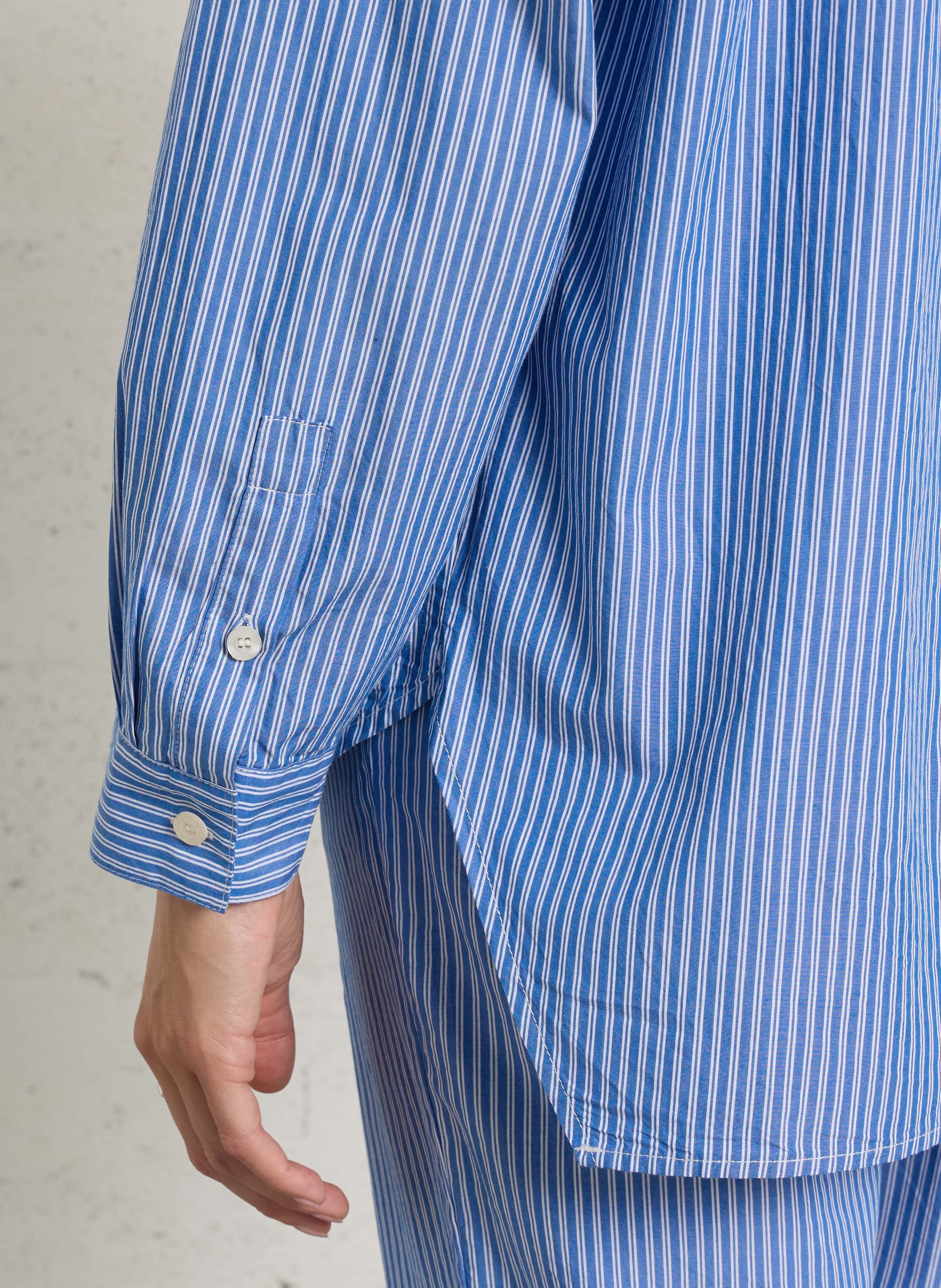 Chemise droite rayée en coton zatybay AMERICAN VINTAGE Bleu