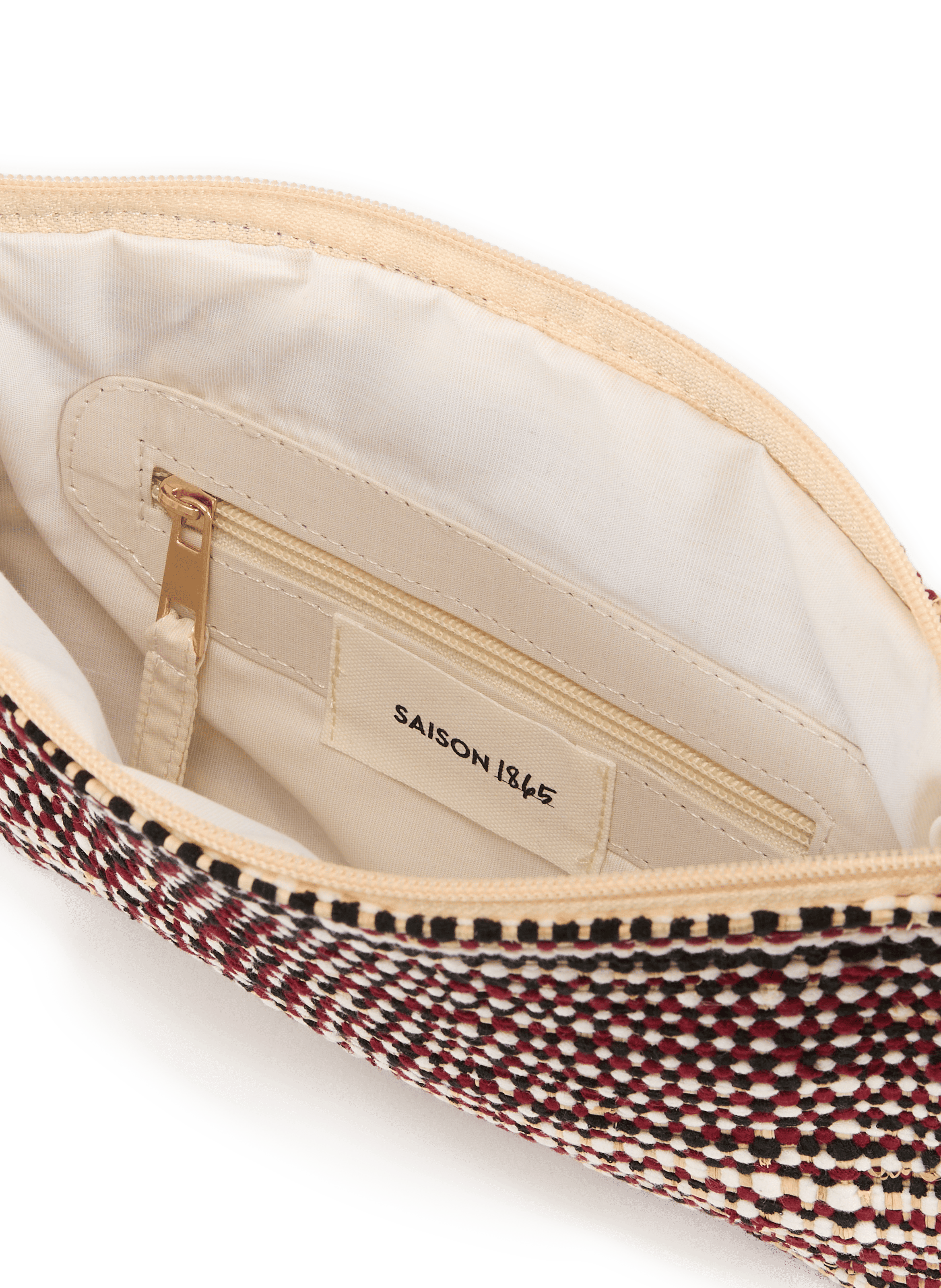 Pochette à rayures en raphia et coton mélangé  SAISON 1865 Noir